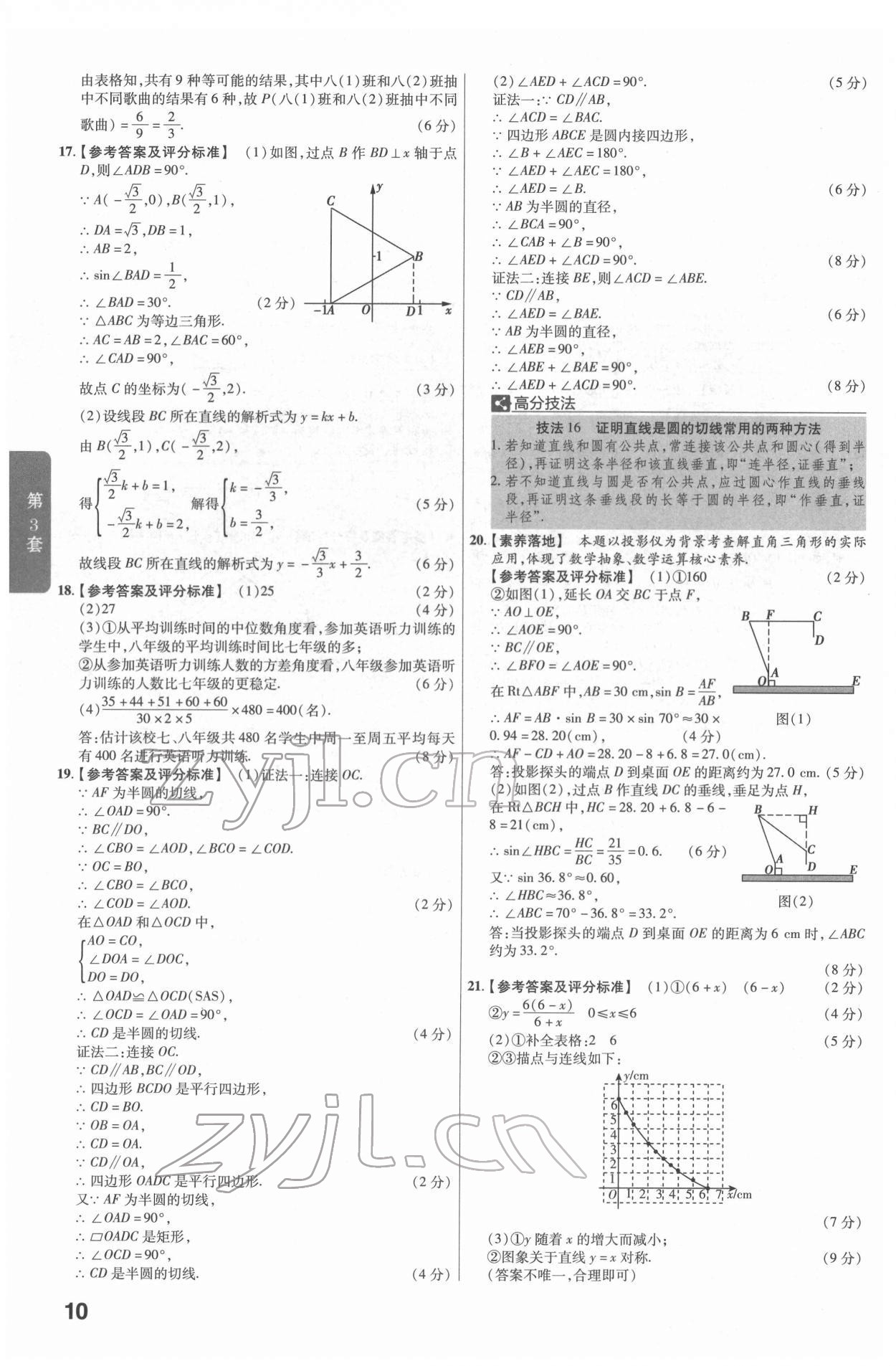 2022年金考卷江西中考45套匯編數(shù)學人教版 參考答案第10頁