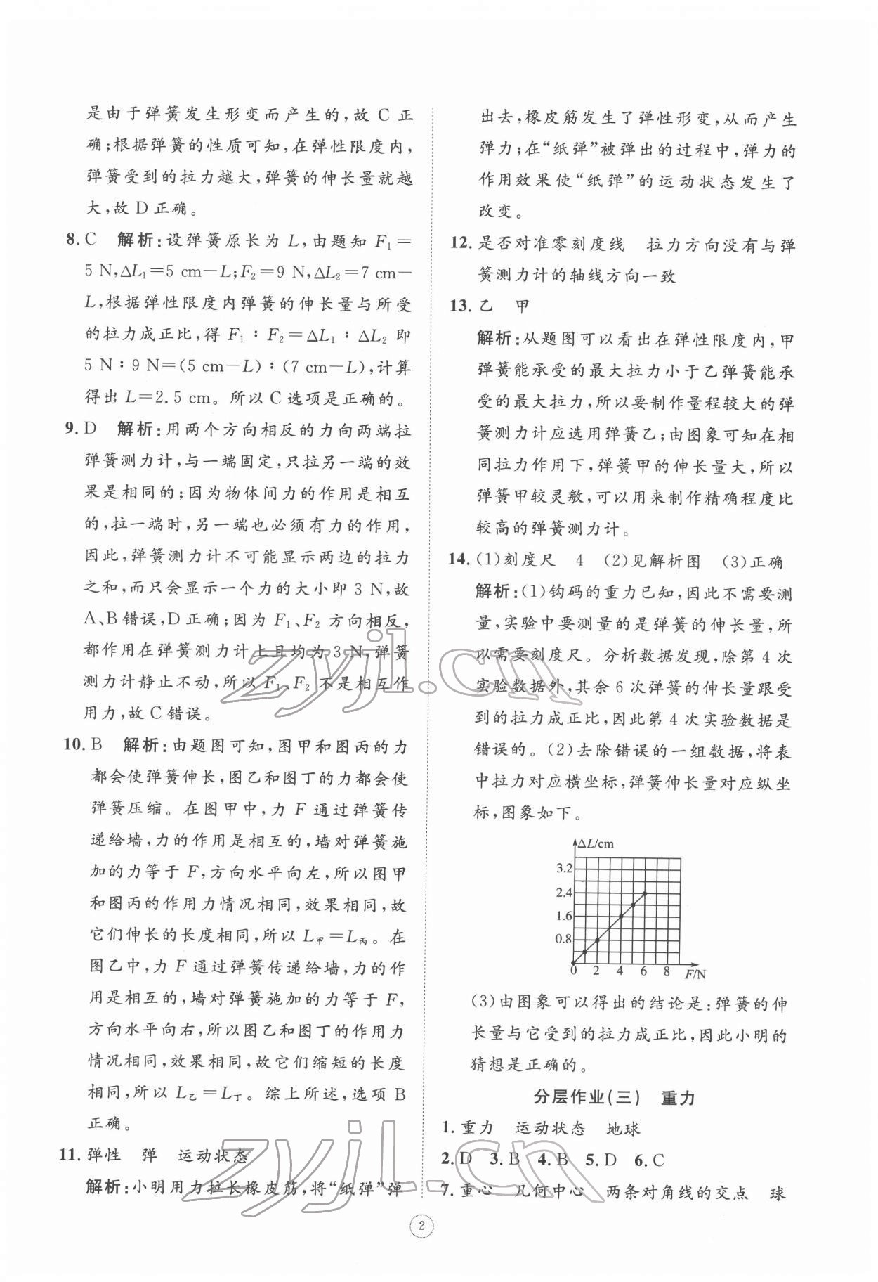 2022年伴你学同步练习册提优测试卷八年级物理下册人教版 参考答案第2页