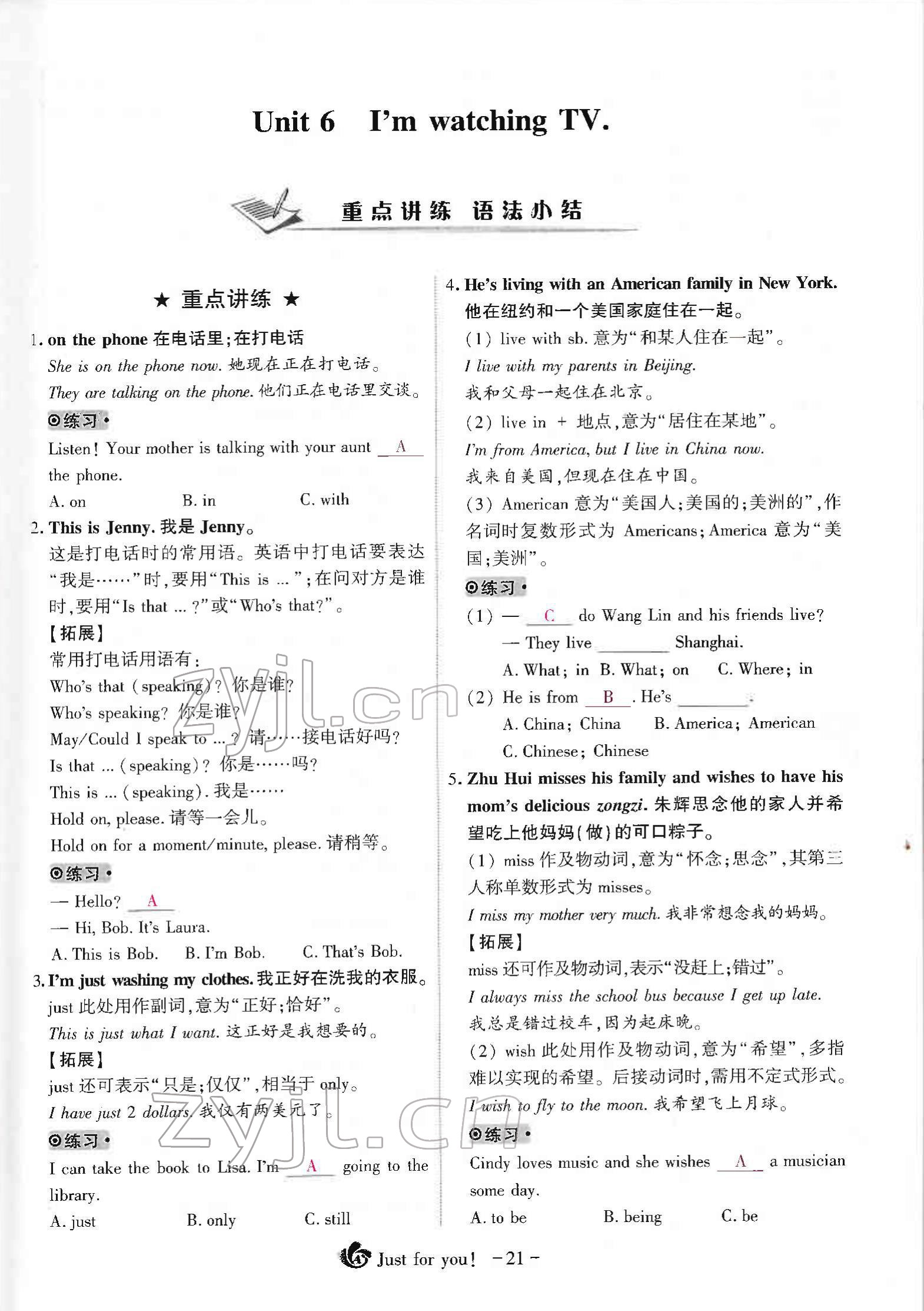 2022年优课堂给力A加七年级英语下册人教版 参考答案第41页