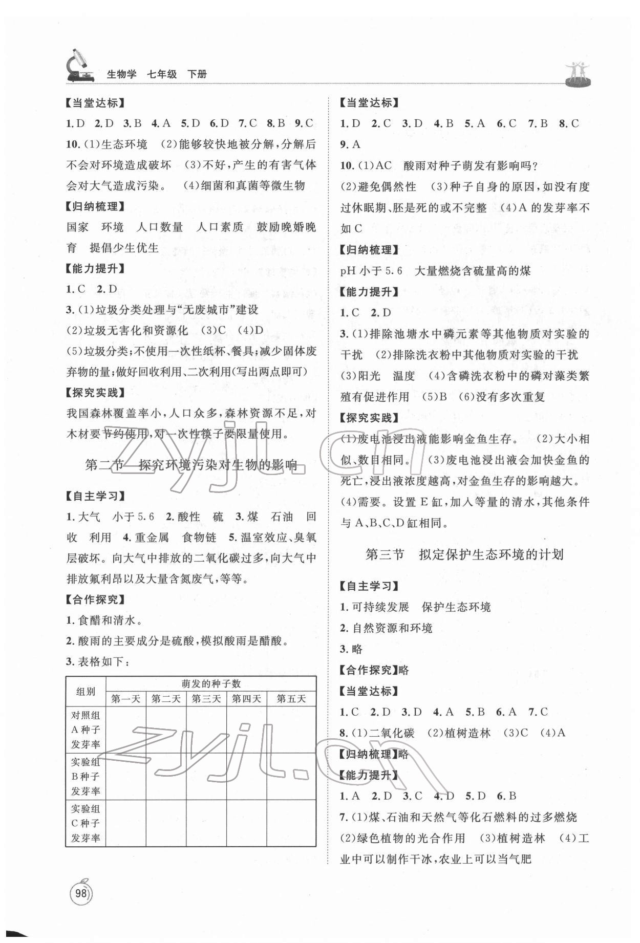 2022年初中同步練習(xí)冊(cè)七年級(jí)生物學(xué)下冊(cè)魯科版54制山東友誼出版社 第4頁(yè)