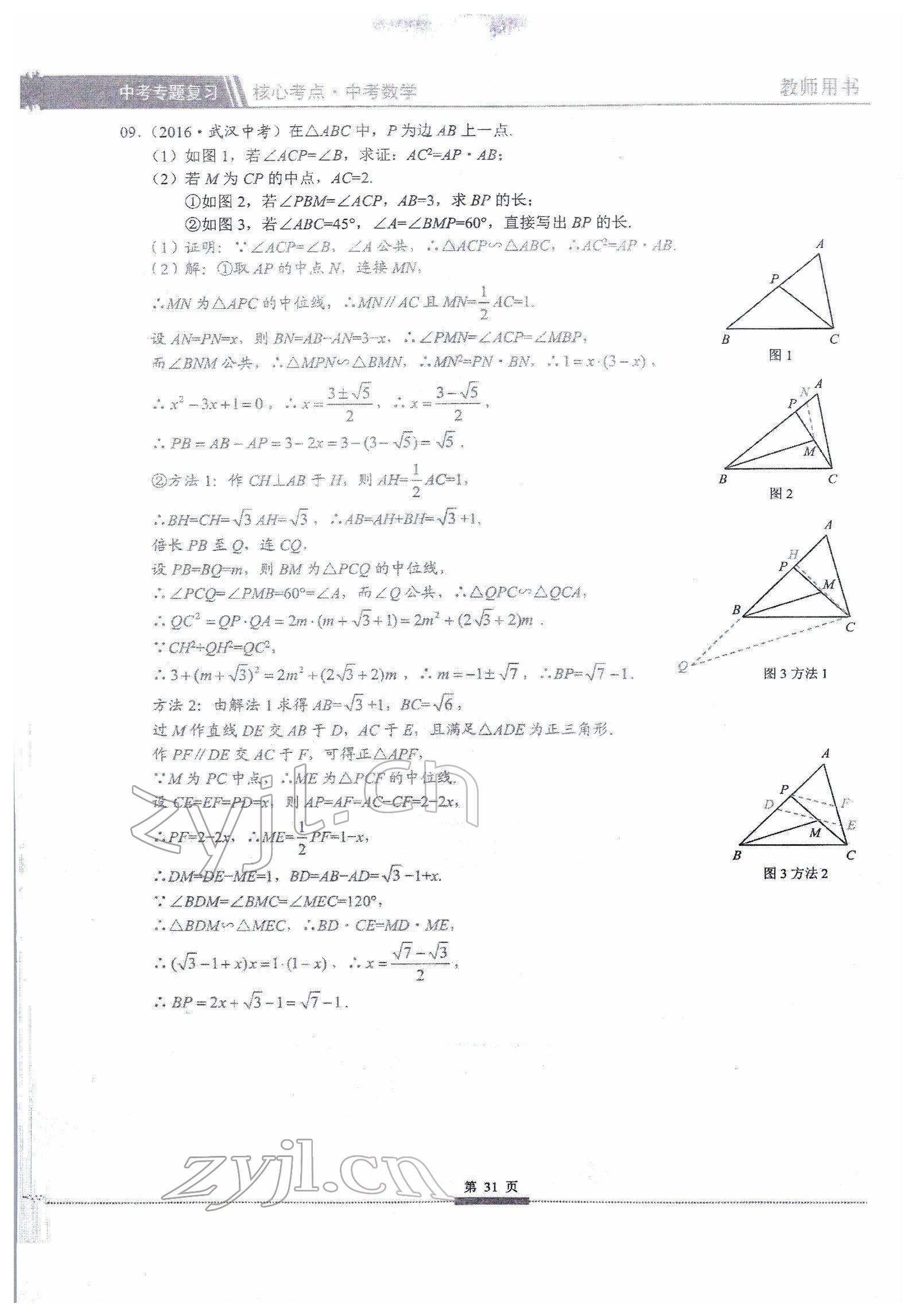 2022年核心考點(diǎn)中考數(shù)學(xué)中考專題復(fù)習(xí) 參考答案第31頁