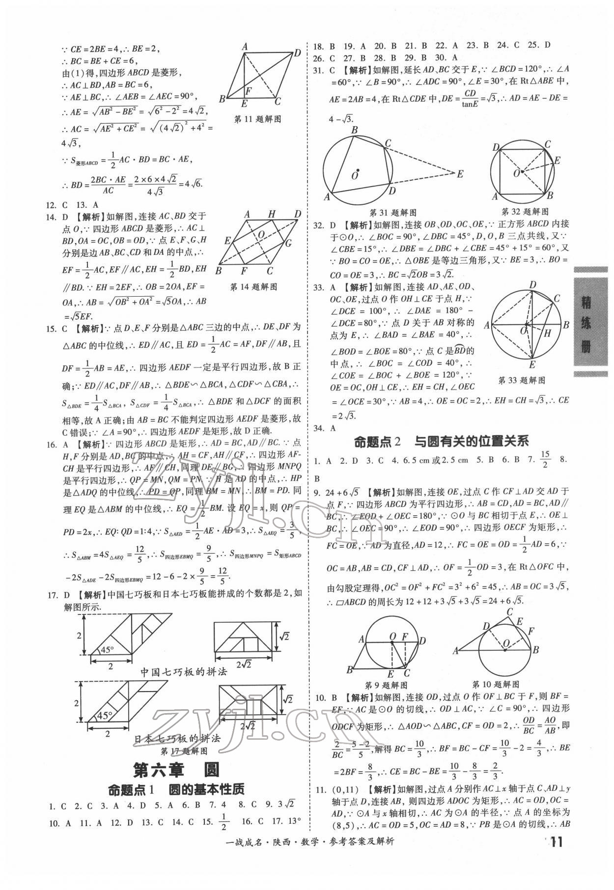 2022年一戰(zhàn)成名考前新方案數(shù)學(xué)陜西專版&nbsp;參考答案第11頁
