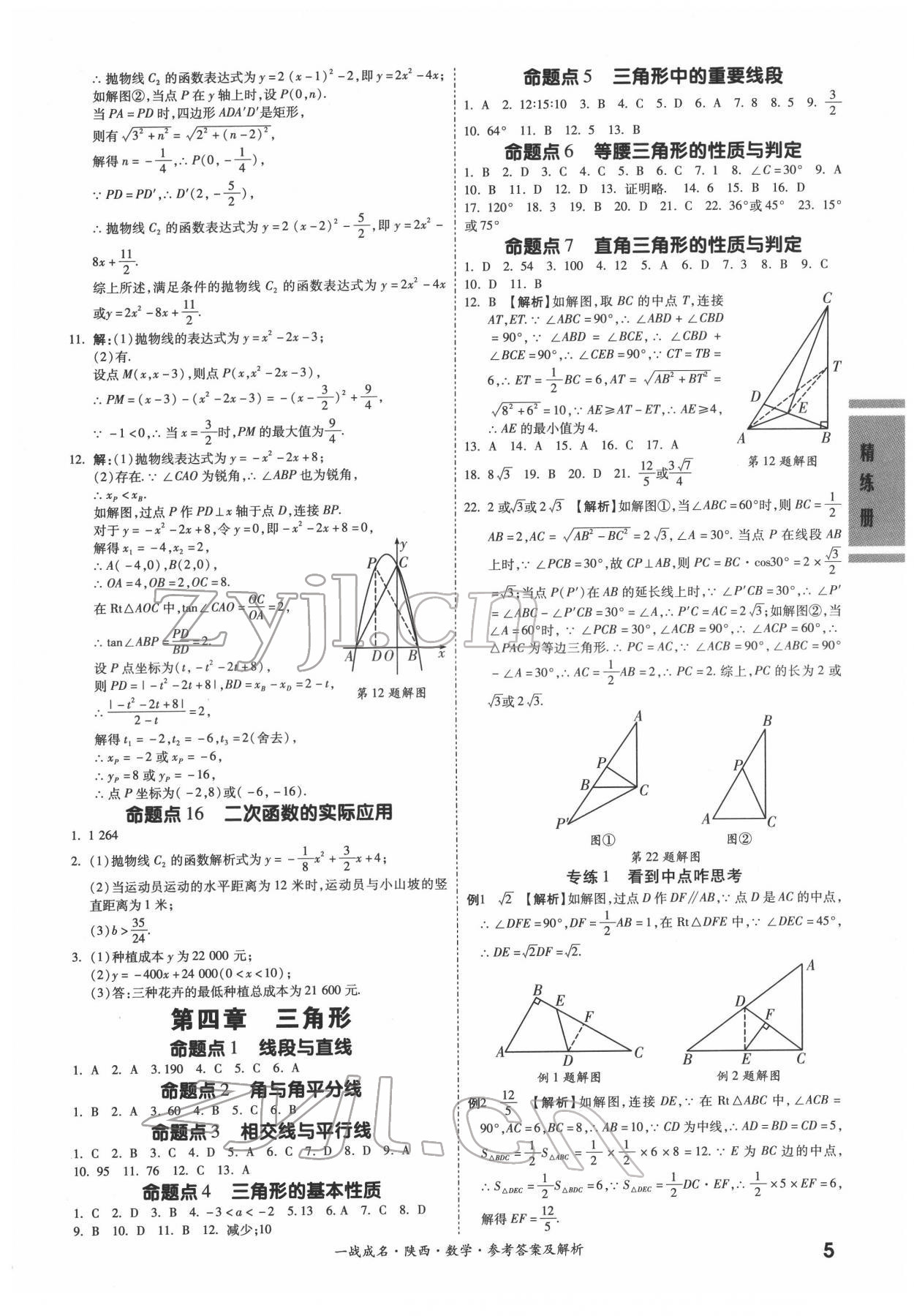 2022年一戰(zhàn)成名考前新方案數(shù)學陜西專版&nbsp;參考答案第5頁