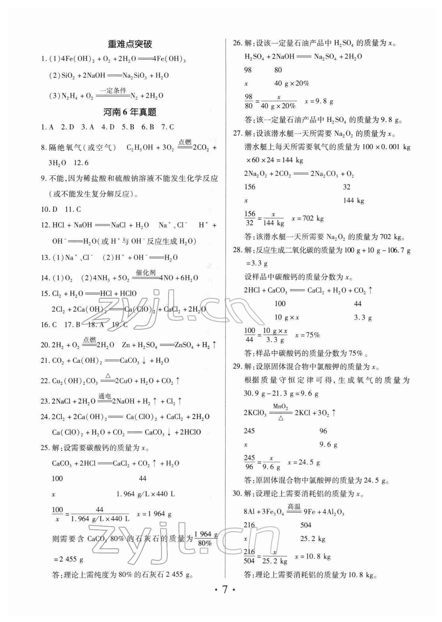 2022年理想中考化学中考河南专版 第7页