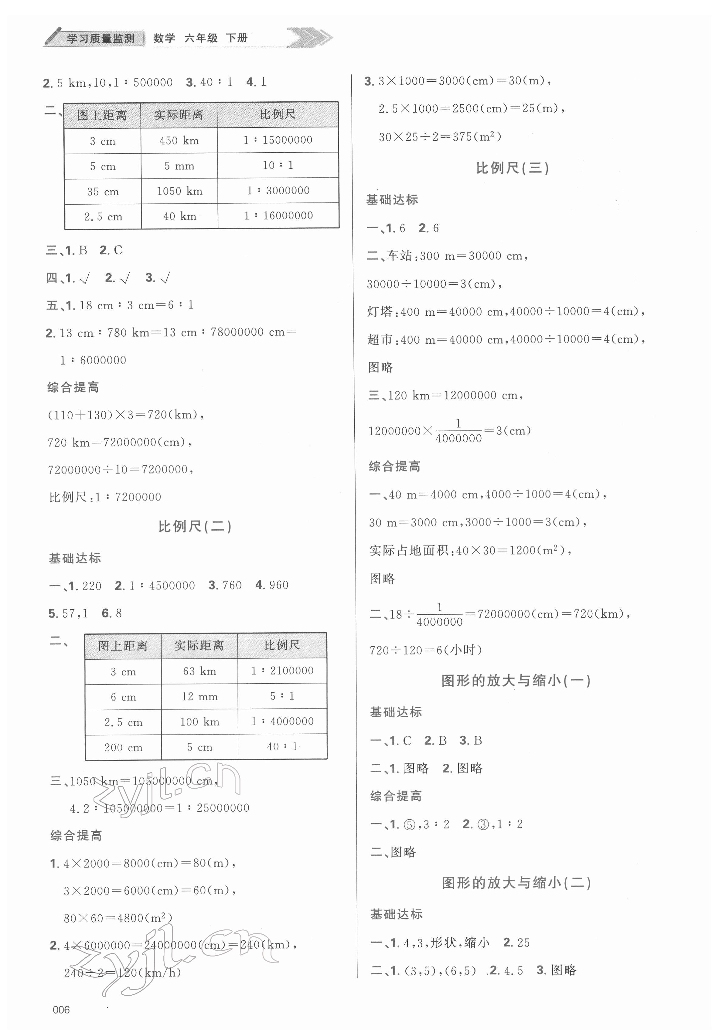 2022年学习质量监测六年级数学下册人教版 第6页