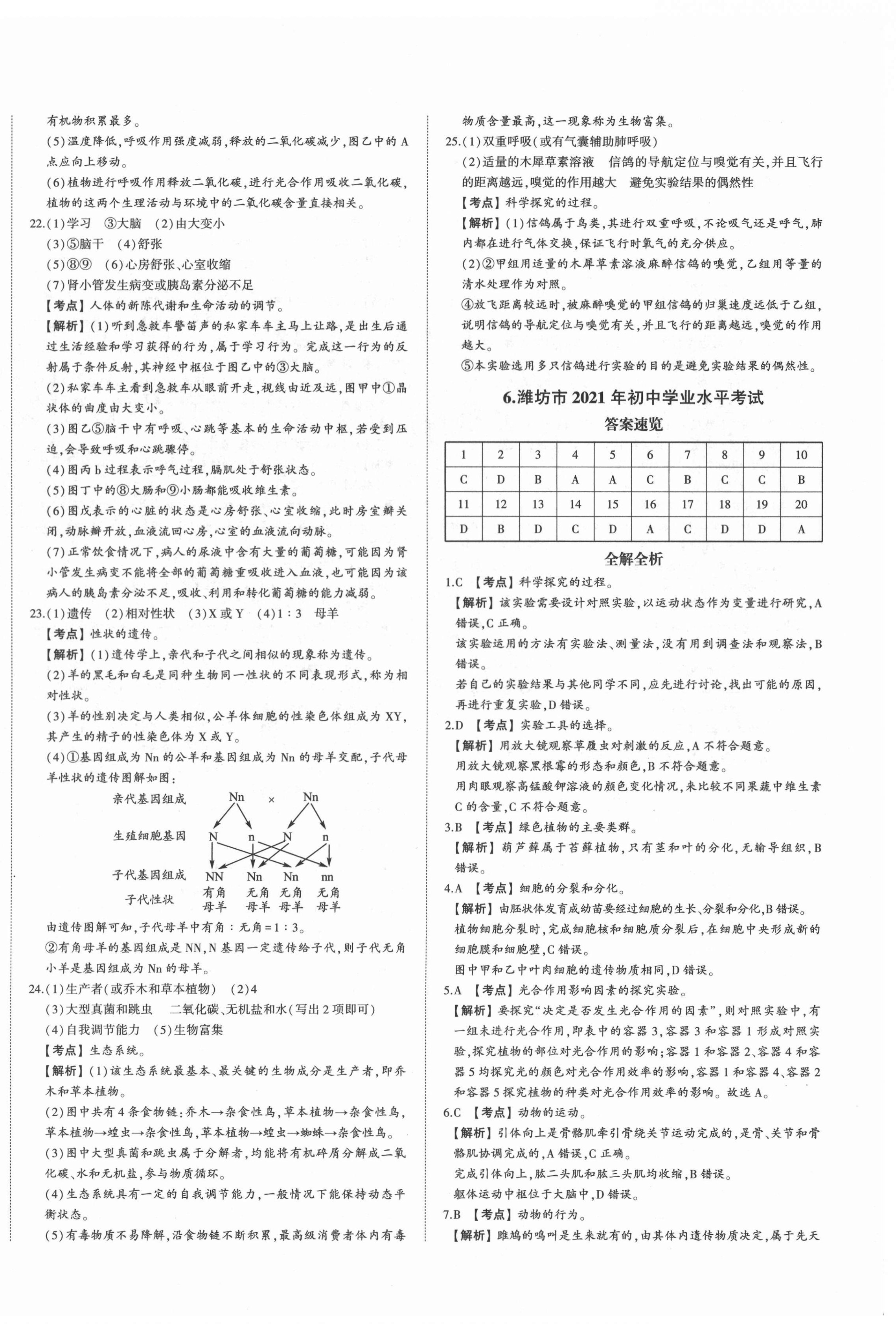 2022年星躍龍門中考真題匯編卷生物人教版山東專版 第8頁