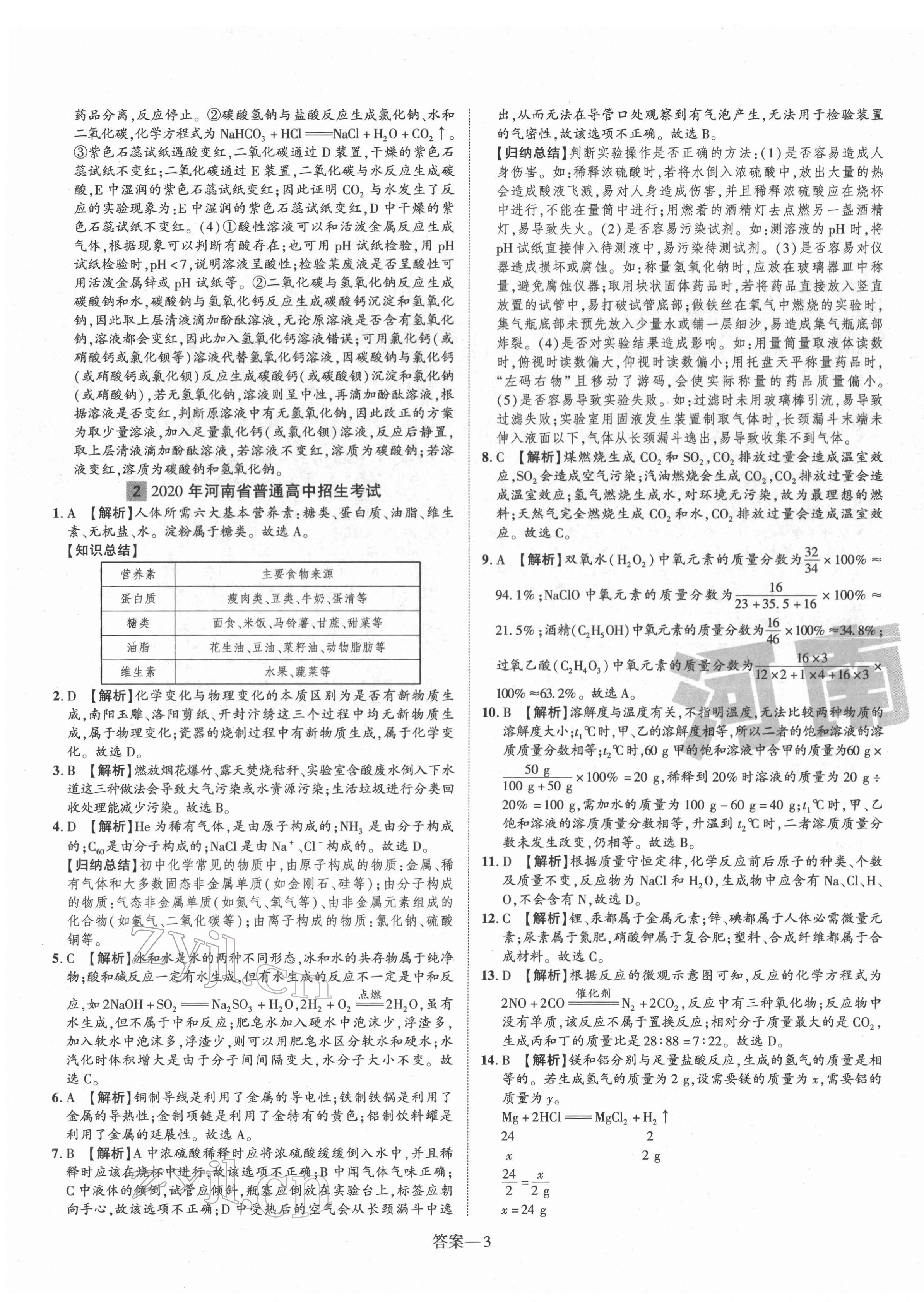 2022年优学教育河南中考试题精编化学中考精华版 第3页