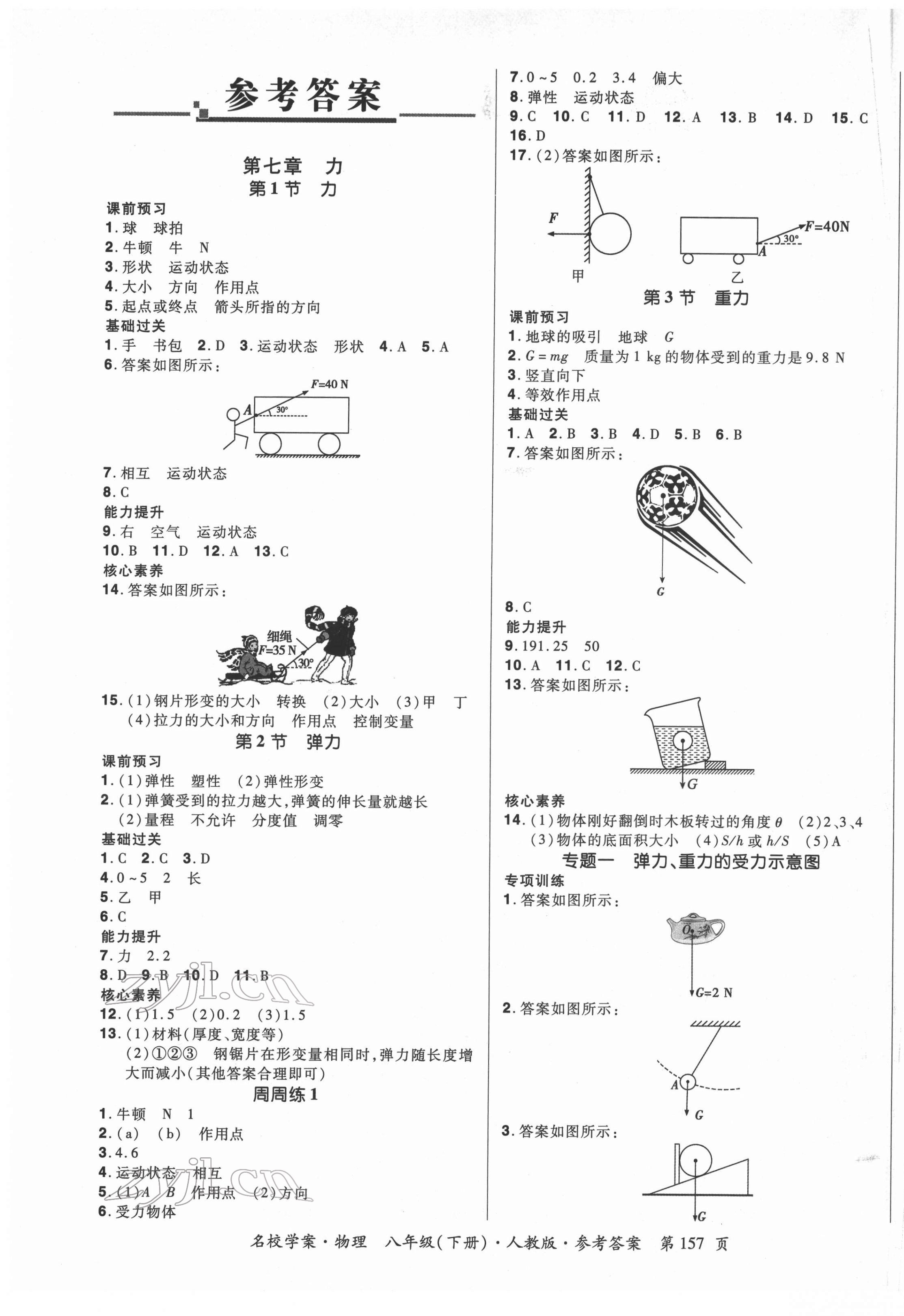 2022年國華作業(yè)本名校學(xué)案八年級(jí)物理下冊(cè)人教版 第1頁