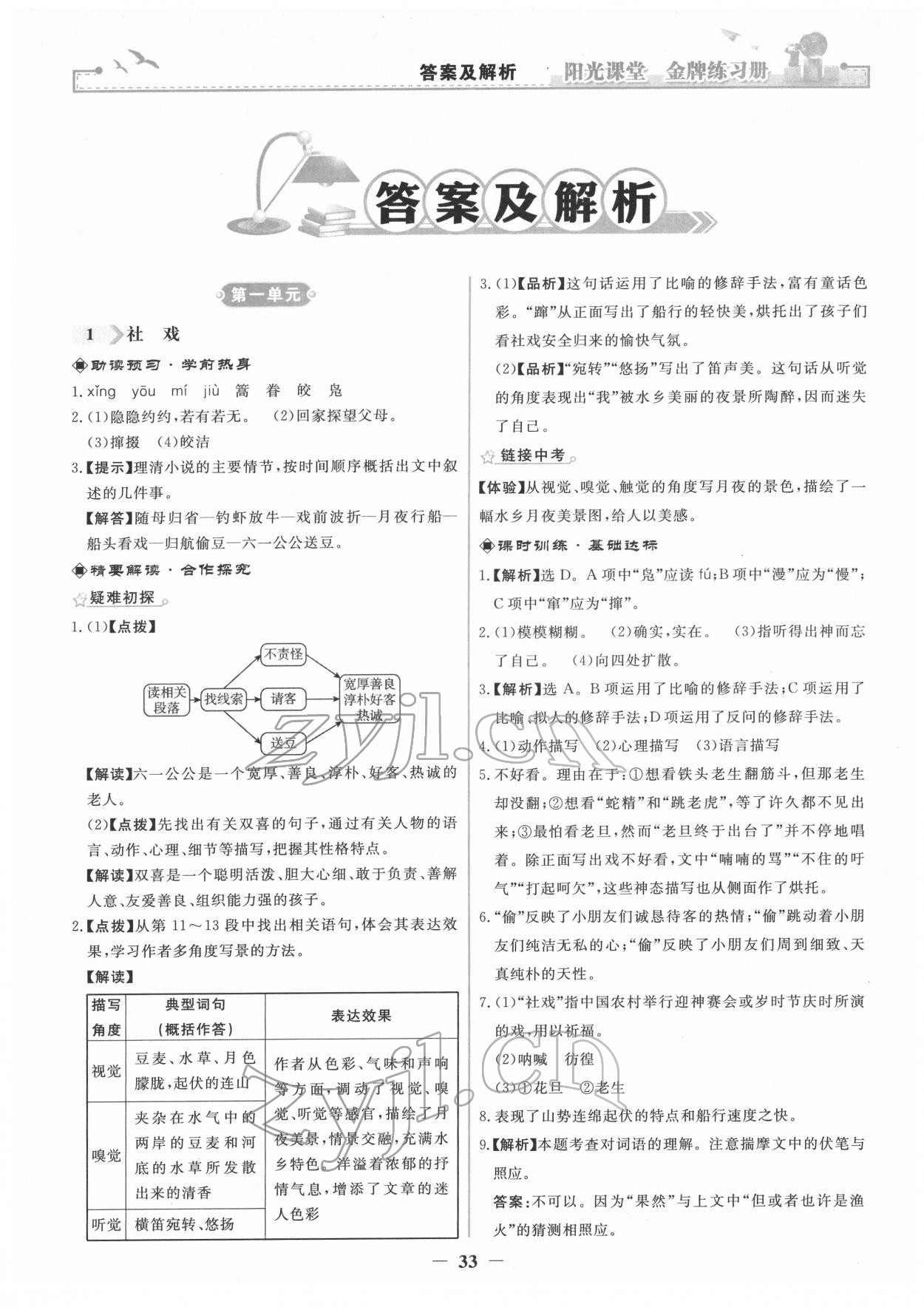 2022年陽光課堂金牌練習(xí)冊八年級(jí)語文下冊人教版 第1頁