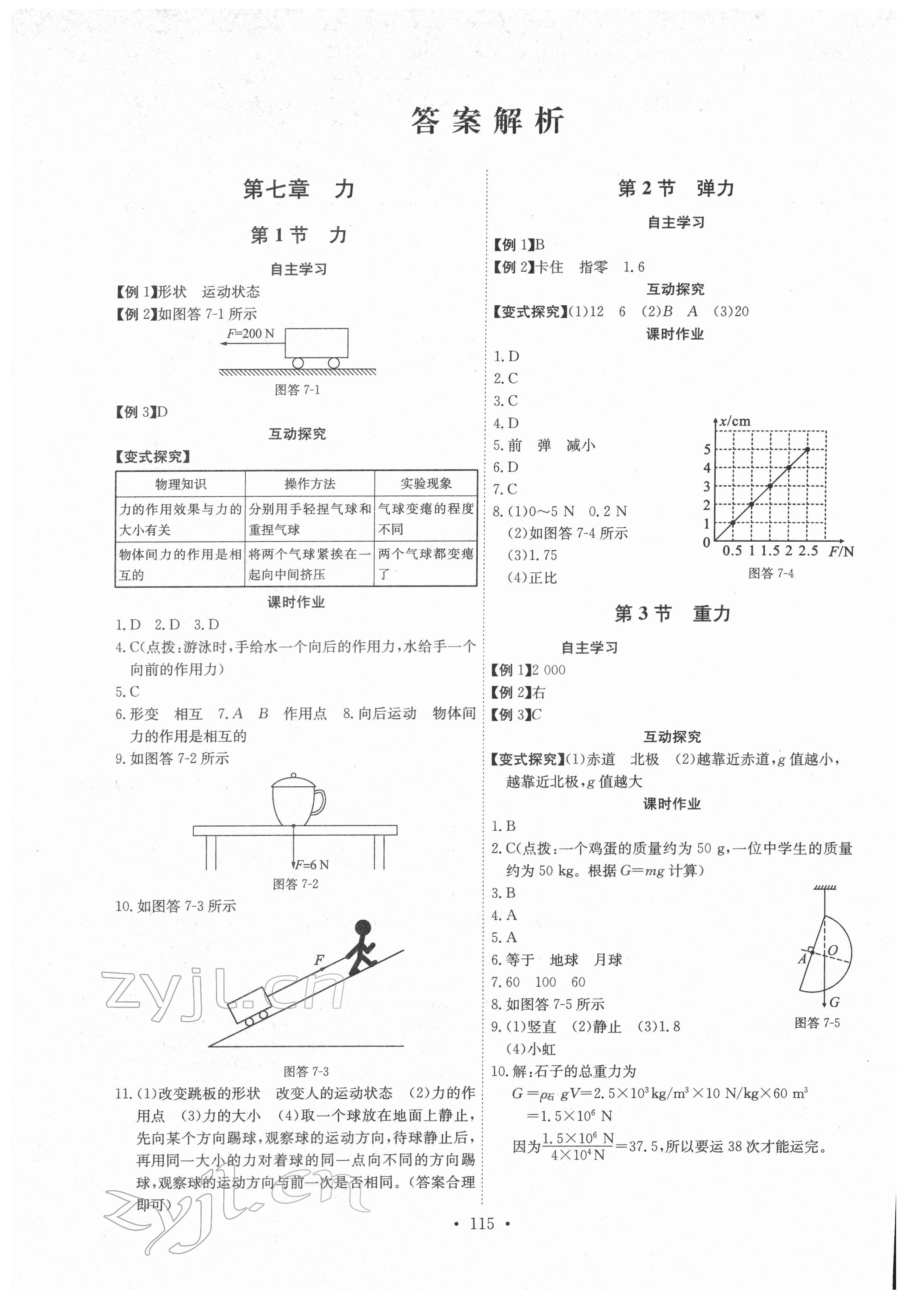 2022年長江全能學案同步練習冊八年級物理下冊人教版 參考答案第1頁