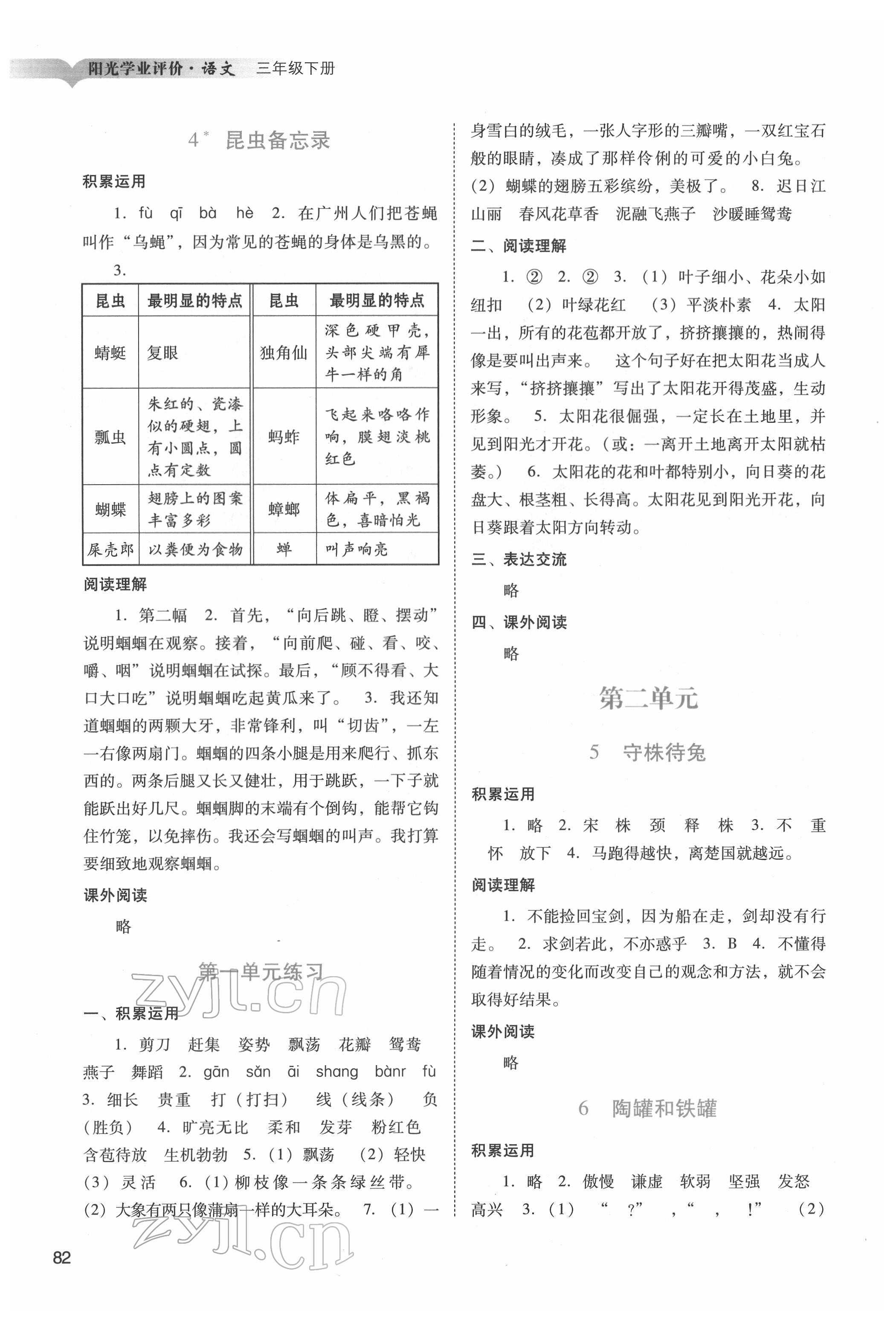 2022年陽光學業(yè)評價三年級語文下冊人教版 第2頁