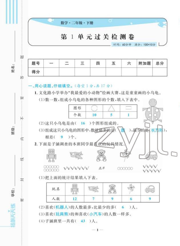 2022年扬帆天天练二年级数学下册人教版 第1页