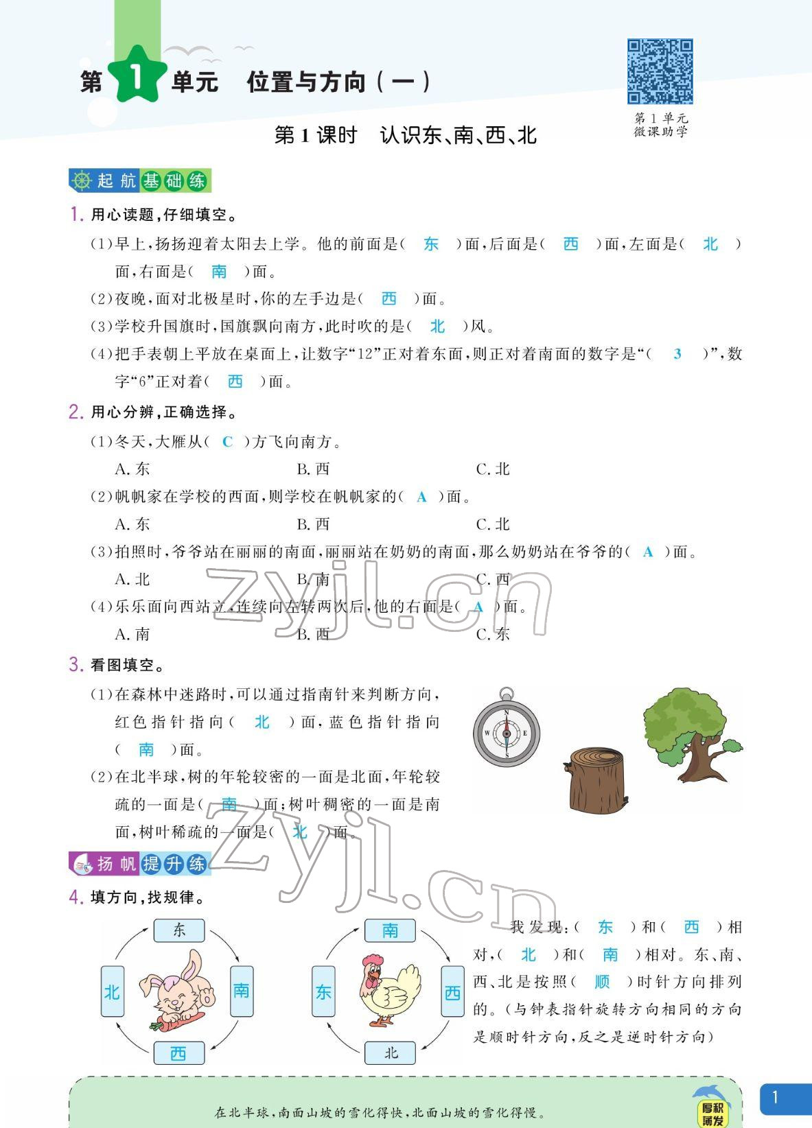 2022年揚帆天天練三年級數學下冊人教版 參考答案第9頁