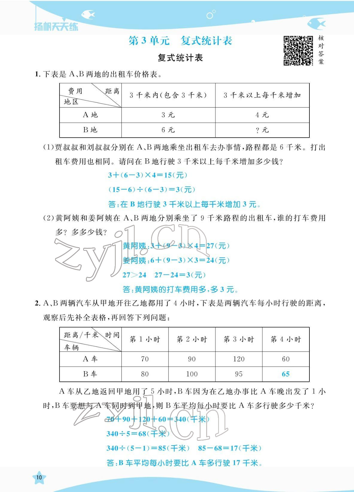 2022年揚帆天天練三年級數學下冊人教版 參考答案第10頁