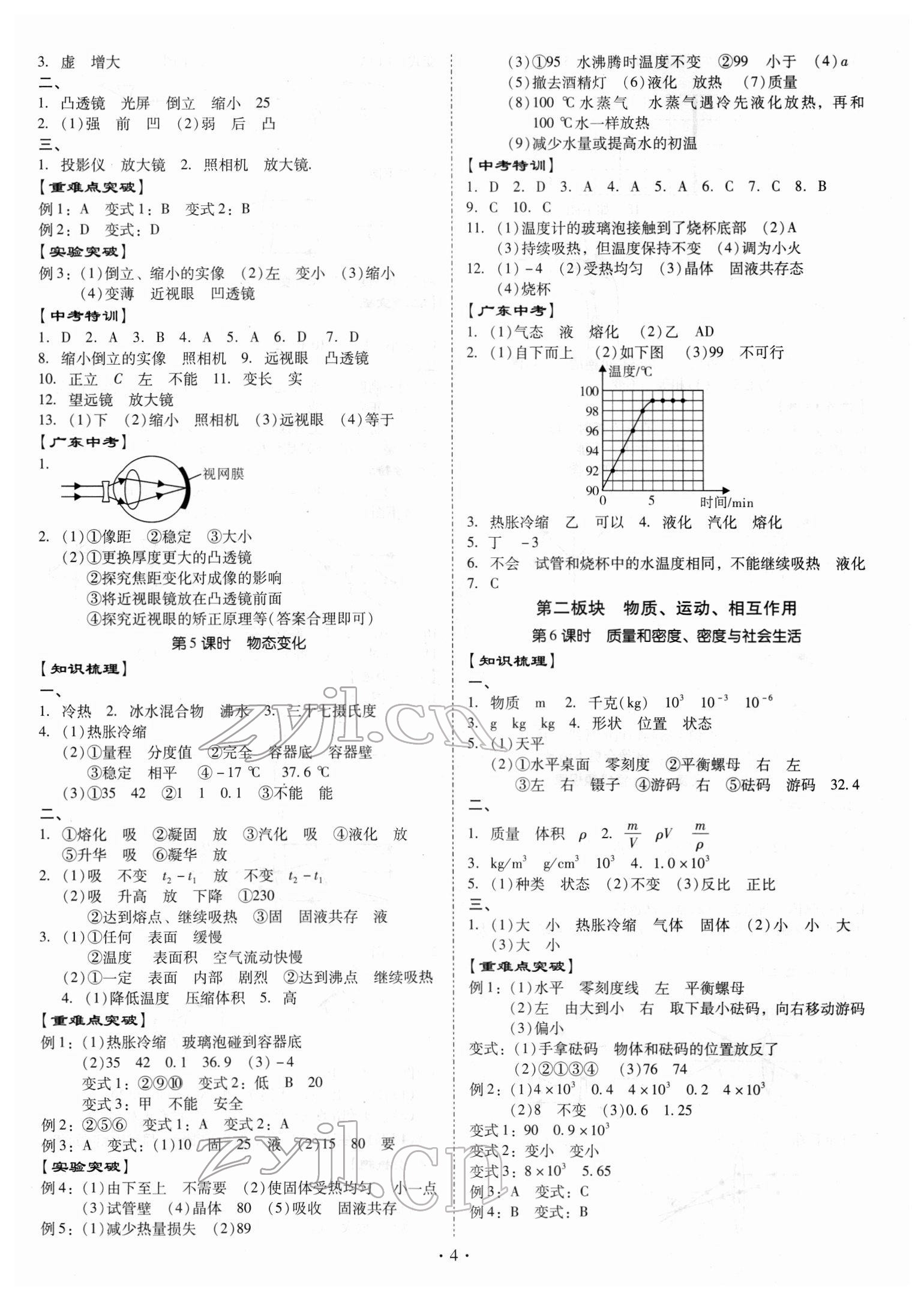 2022年金牌中考總復(fù)習(xí)物理 參考答案第3頁