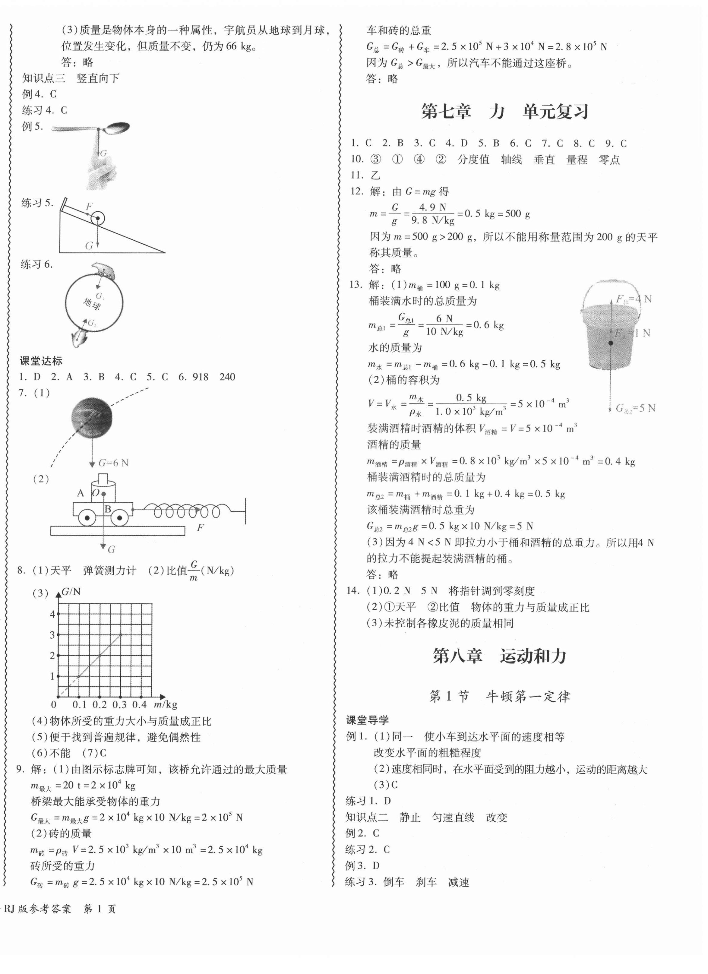 2022年零障礙導(dǎo)教導(dǎo)學(xué)案八年級(jí)物理下冊(cè)人教版 參考答案第2頁