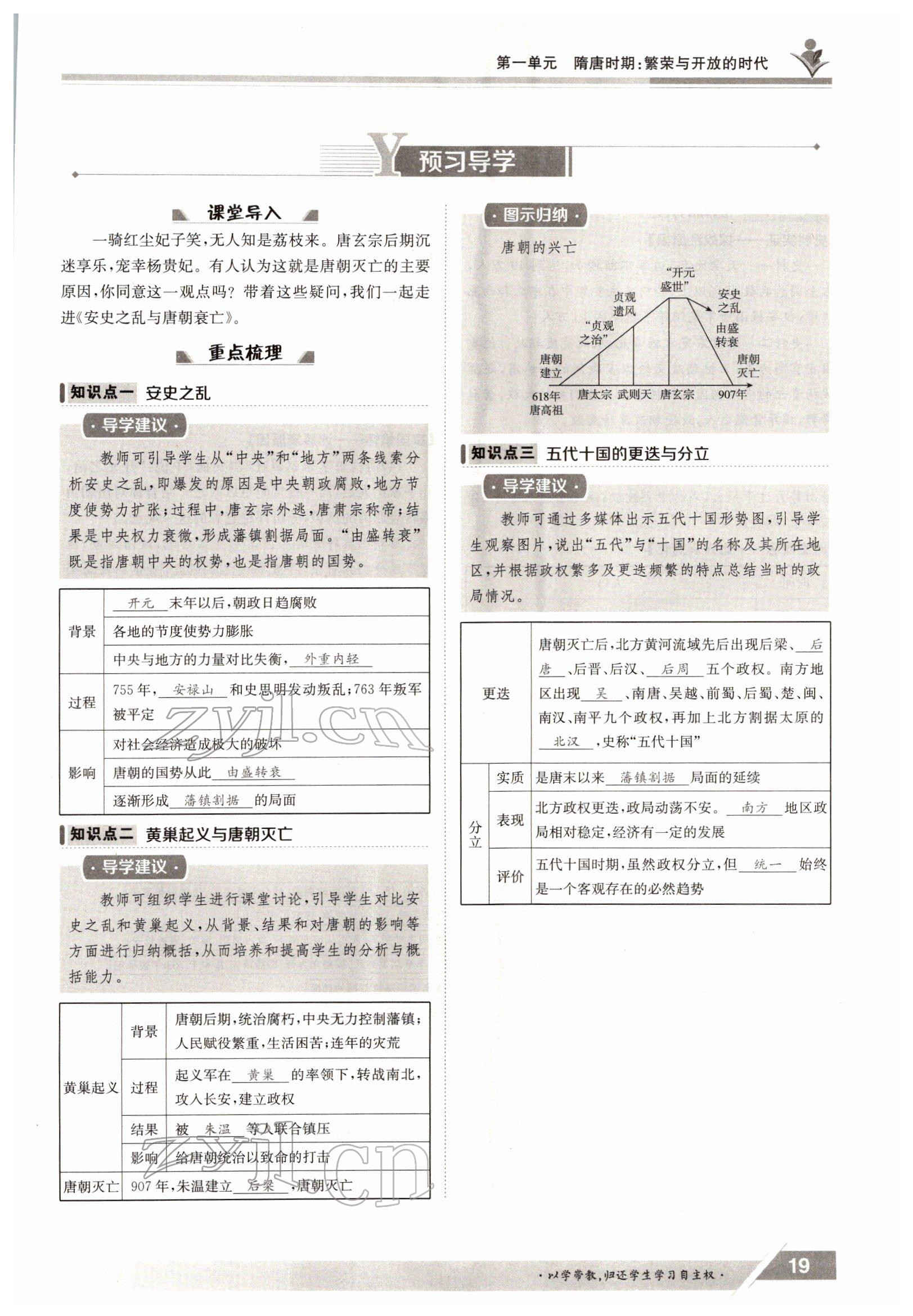 2022年金太陽導(dǎo)學(xué)案七年級(jí)歷史下冊(cè)人教版 參考答案第19頁