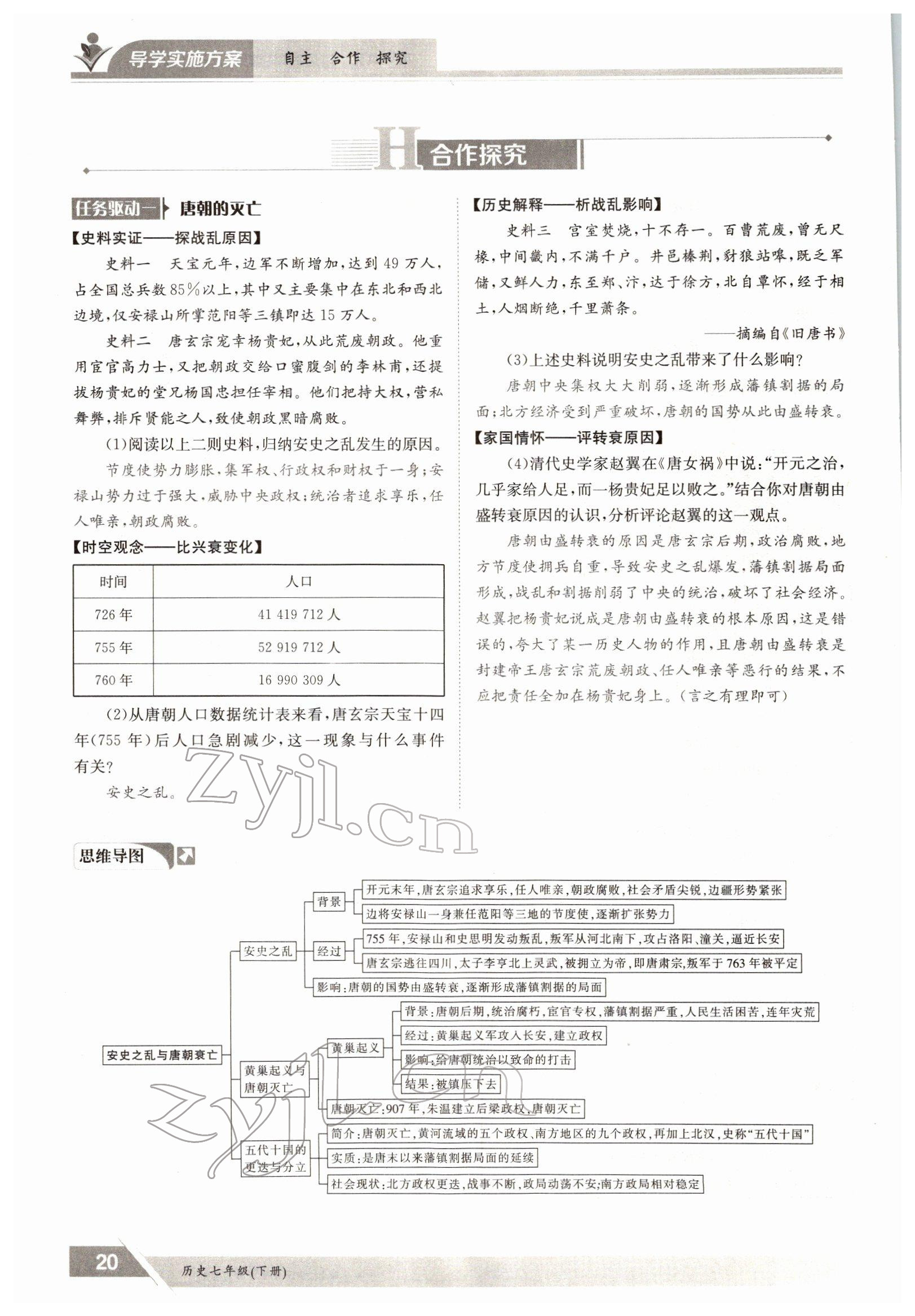 2022年金太陽導(dǎo)學(xué)案七年級歷史下冊人教版 參考答案第20頁