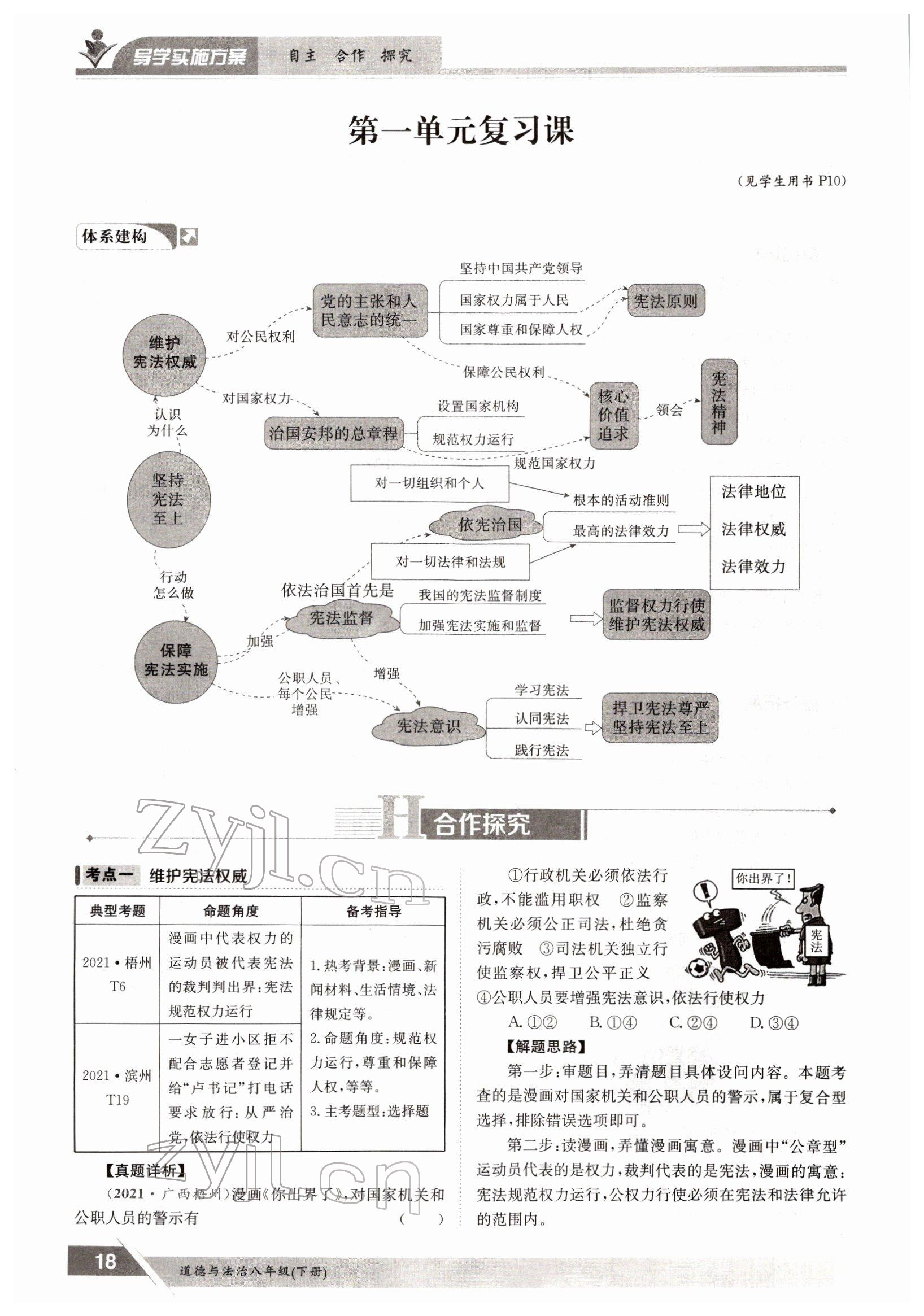 2022年金太陽導(dǎo)學(xué)案八年級(jí)道德與法治下冊人教版 參考答案第18頁