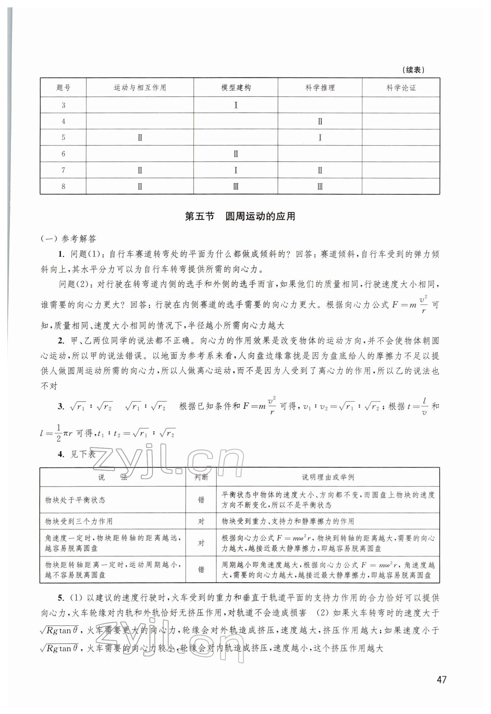 2022年練習(xí)部分高中物理必修第二冊滬教版 參考答案第6頁