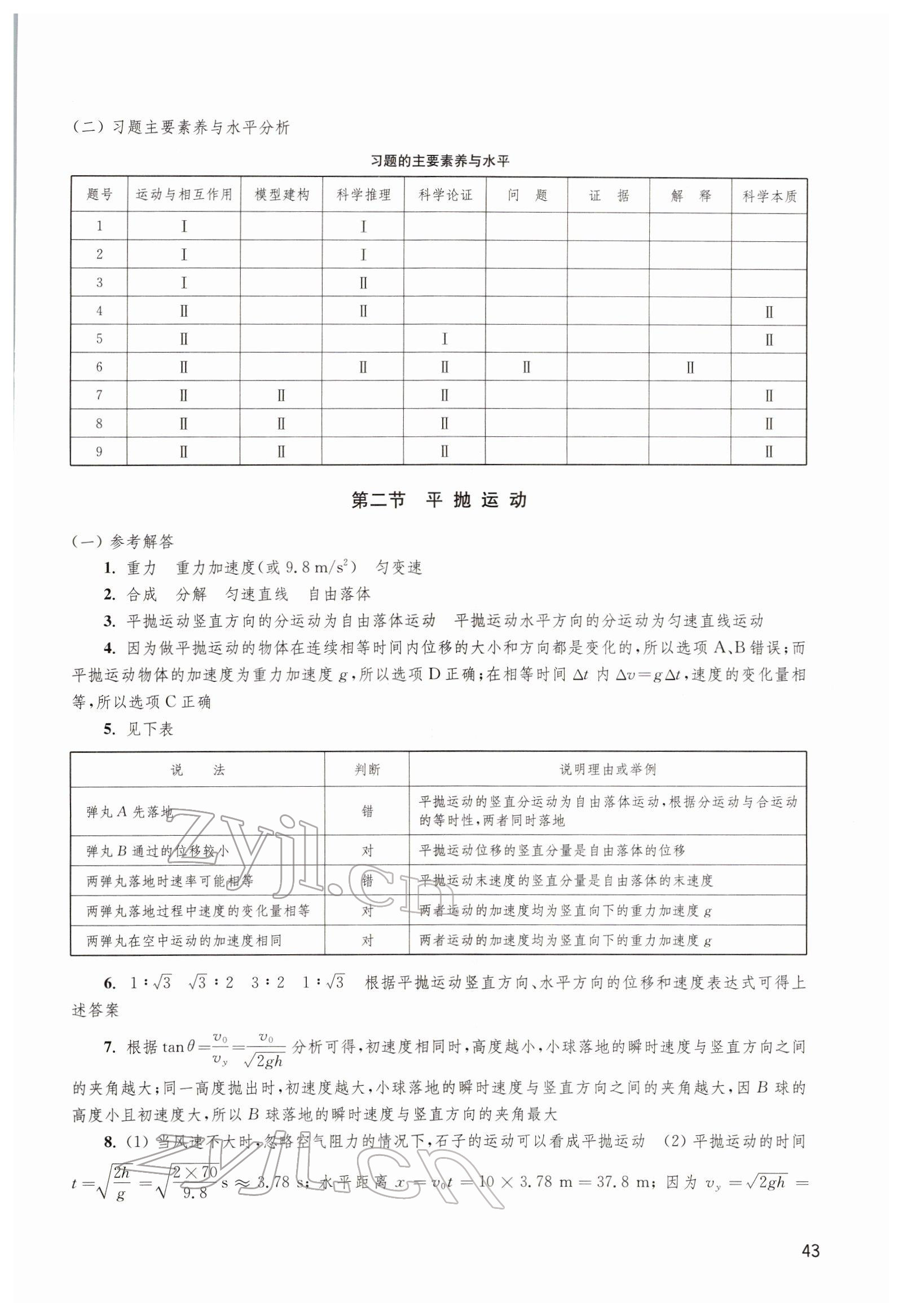 2022年練習(xí)部分高中物理必修第二冊滬教版 參考答案第2頁