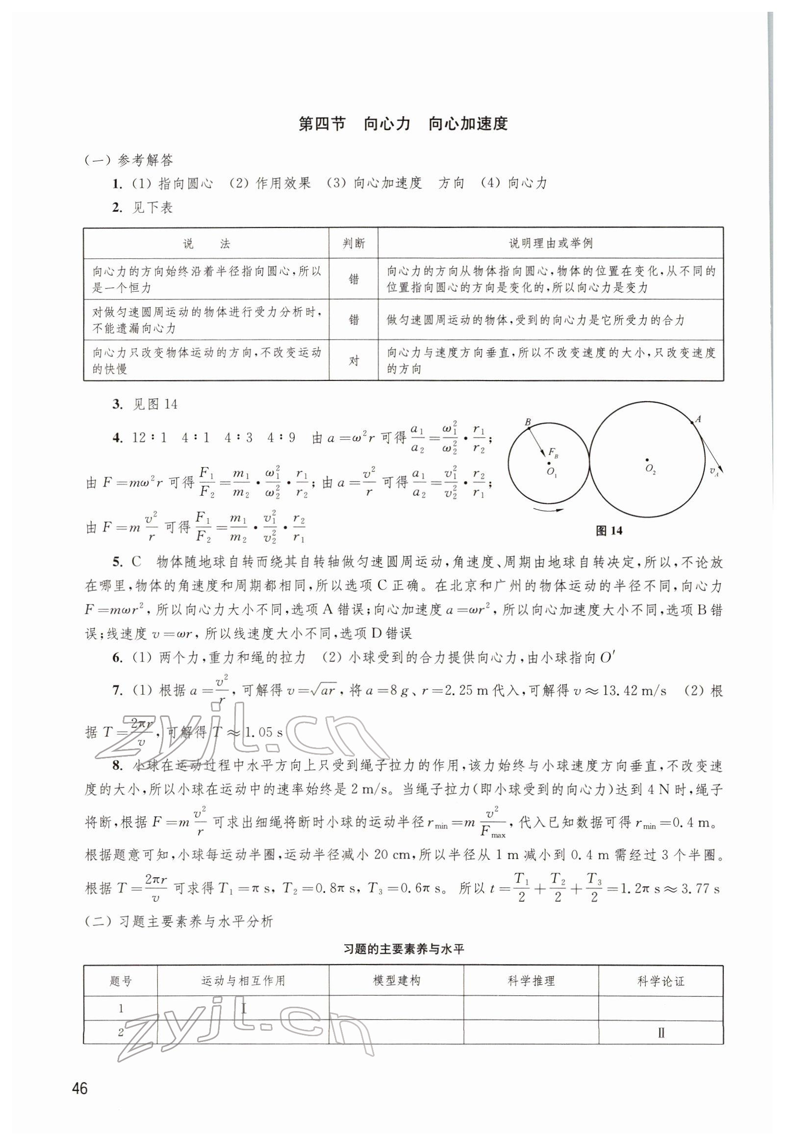 2022年練習(xí)部分高中物理必修第二冊(cè)滬教版 參考答案第5頁