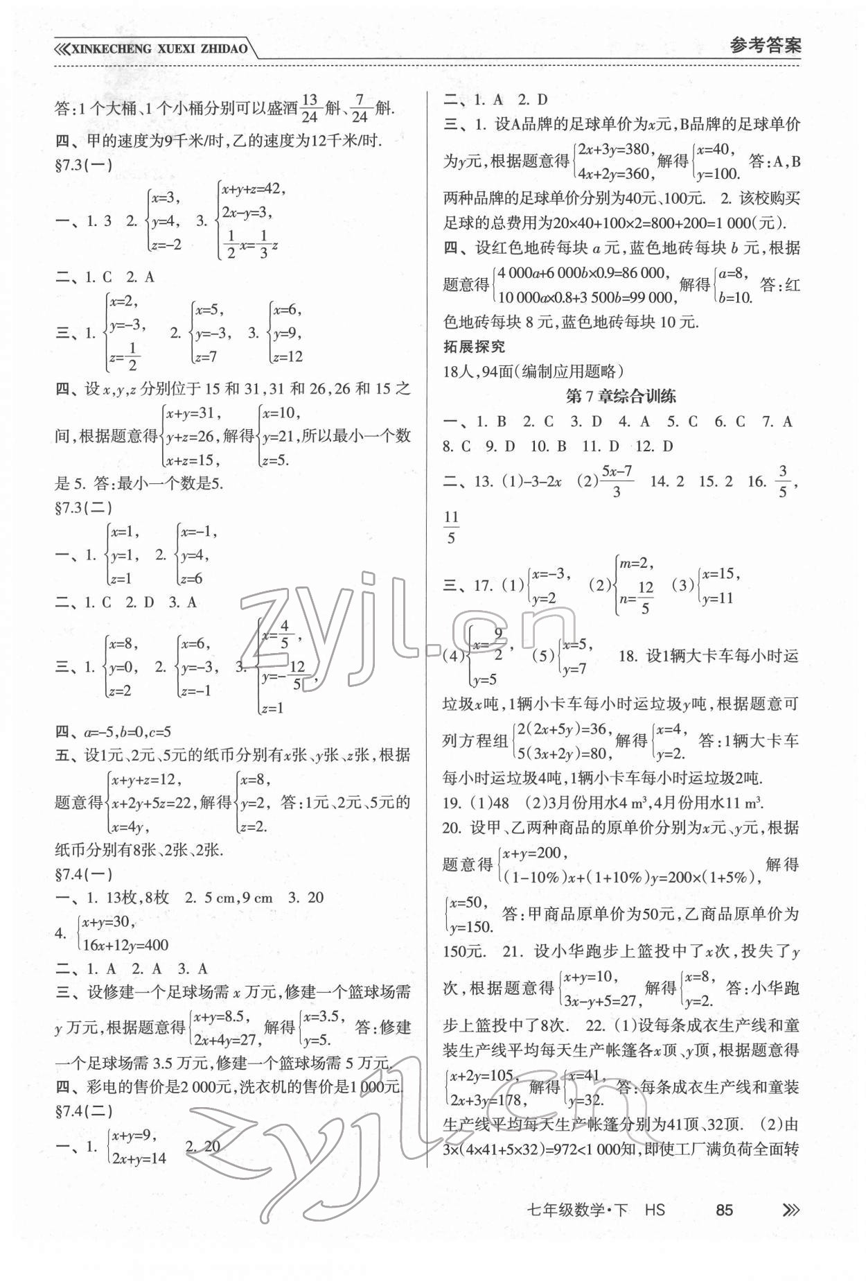 2022年新课程学习指导南方出版社七年级数学下册华师大版 第3页