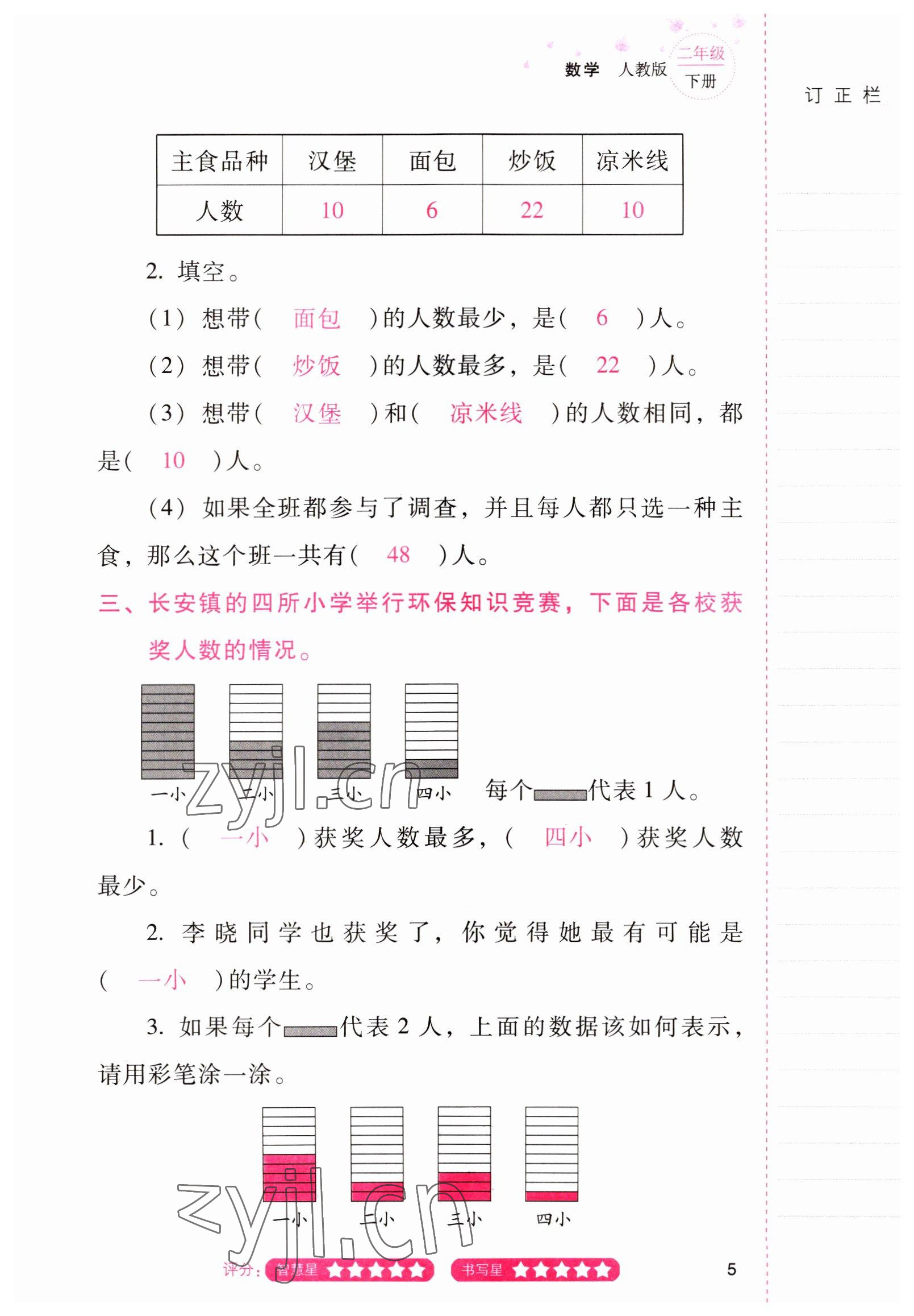 2022年云南省标准教辅同步指导训练与检测二年级数学下册人教版 参考答案第4页