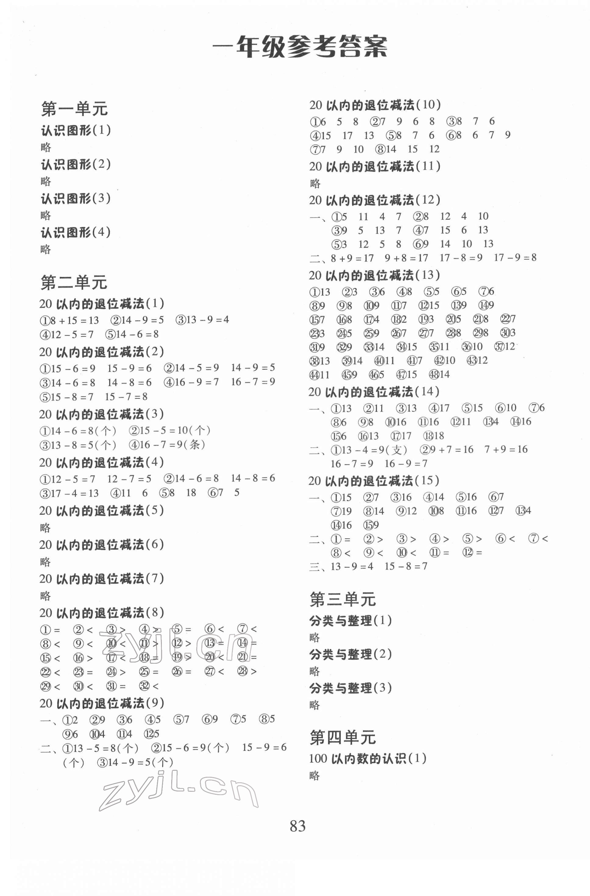 2022年每日10分钟口算心算速算天天练一年级数学下册人教版 第1页