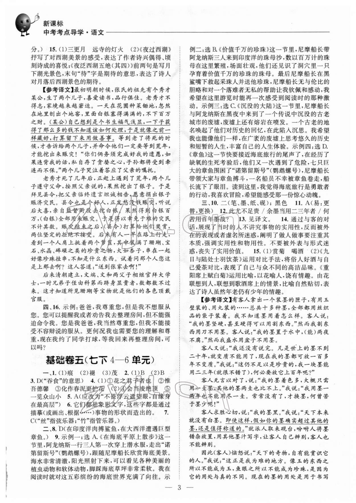 2022年初中語文基礎(chǔ)知識加文言文中考精煉 第3頁