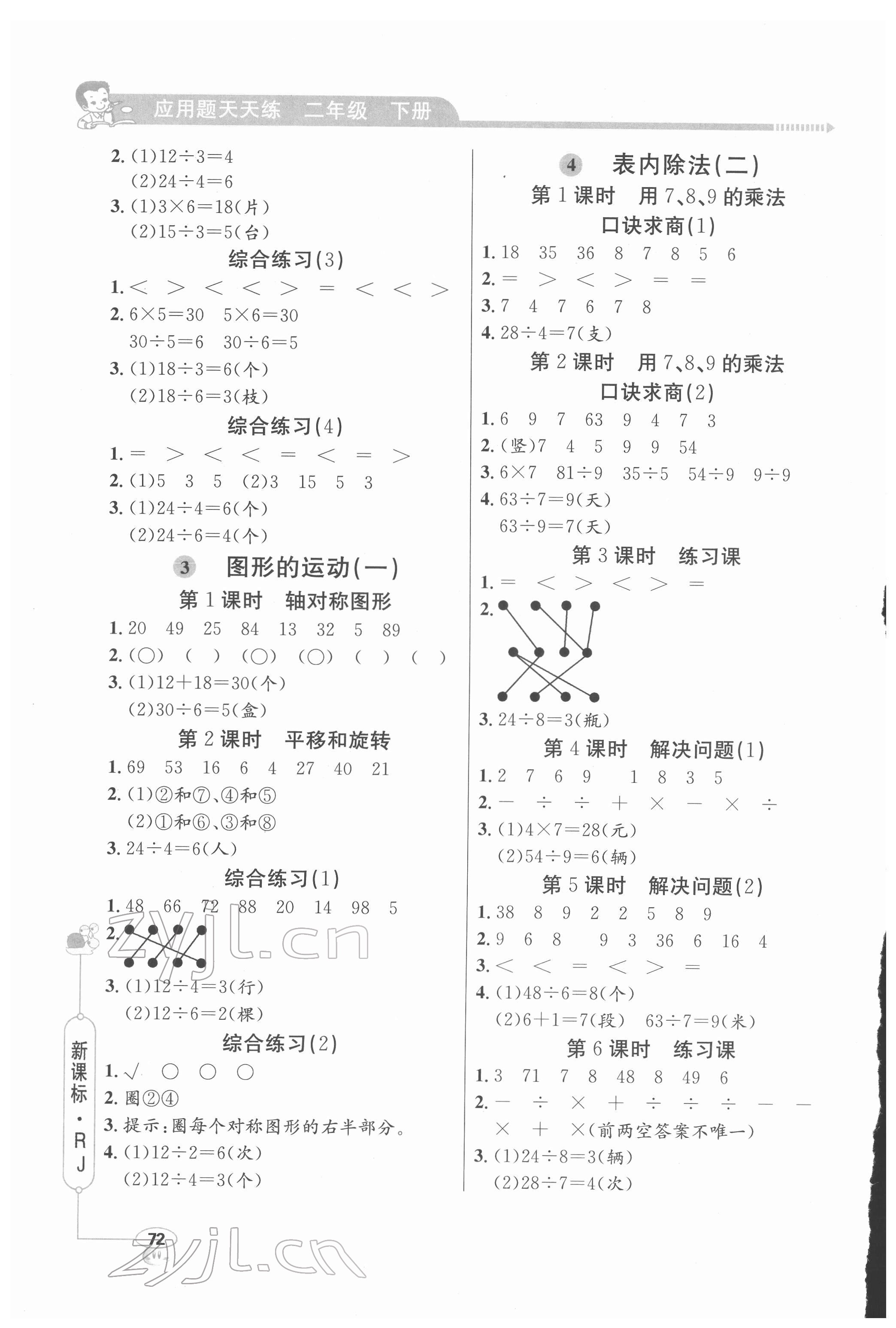 2022年小學數學應用題天天練二年級下冊人教版 第2頁