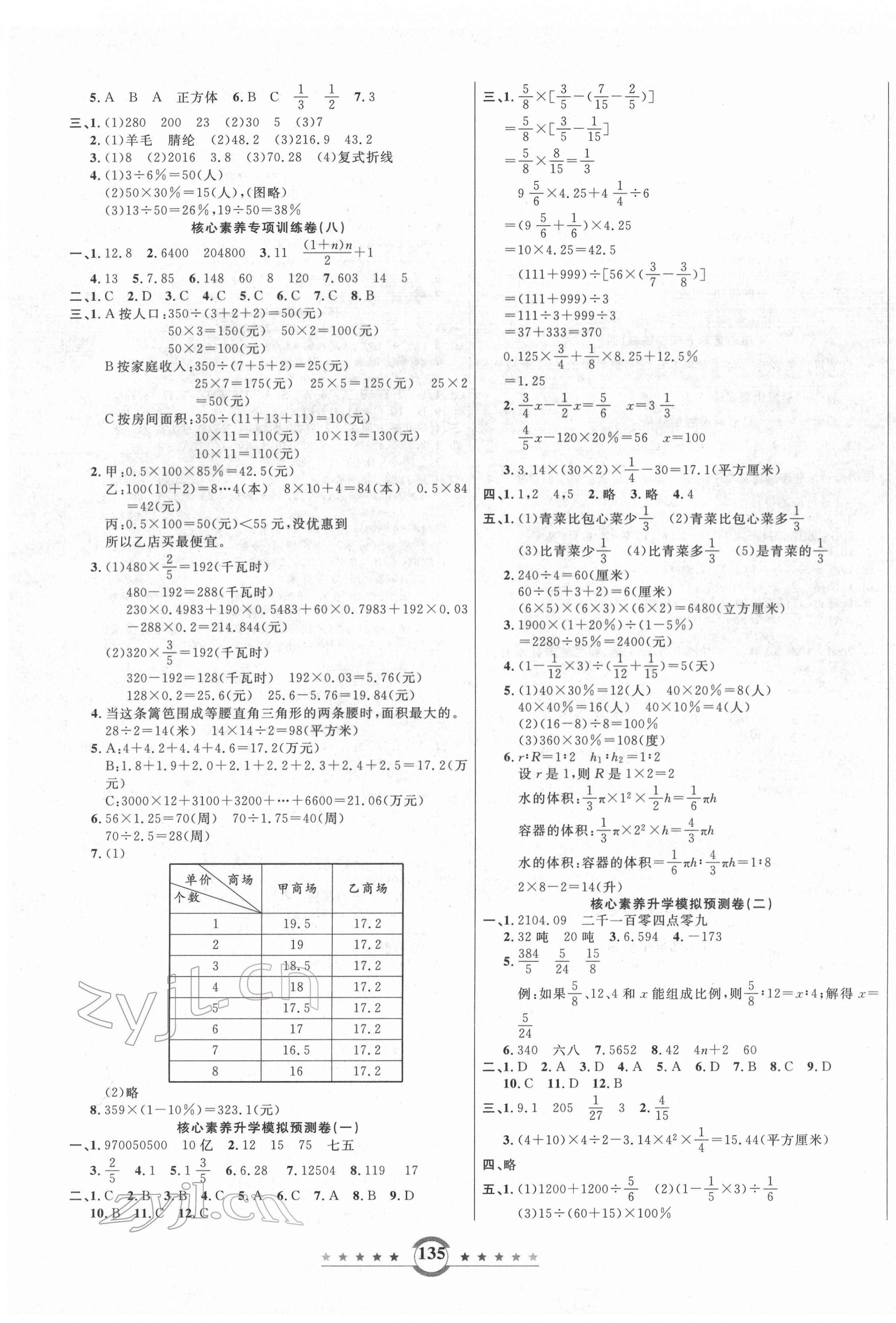 2022年自主拓展訓(xùn)練32套六年級(jí)數(shù)學(xué) 第3頁