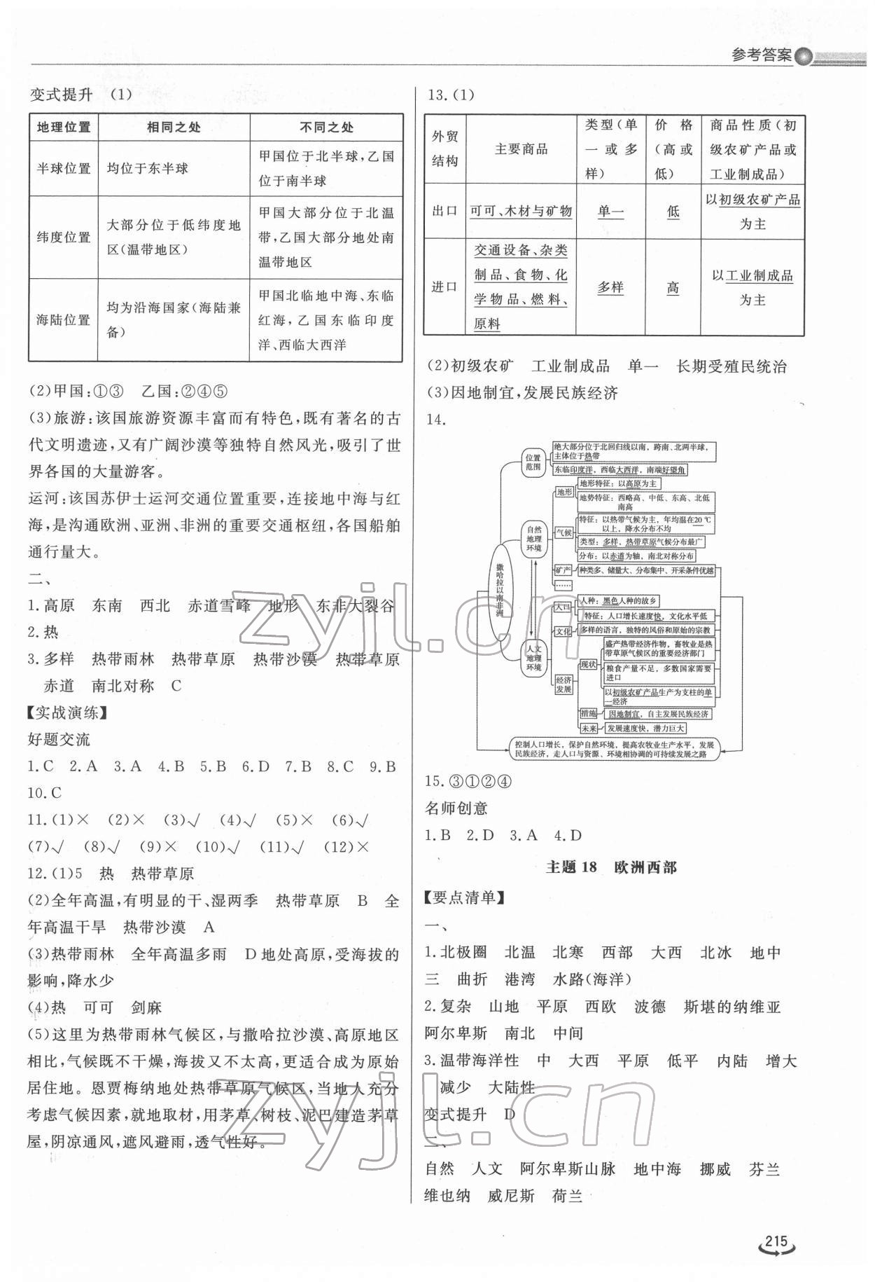 2022年初中總復習手冊山東省地圖出版社地理 參考答案第6頁