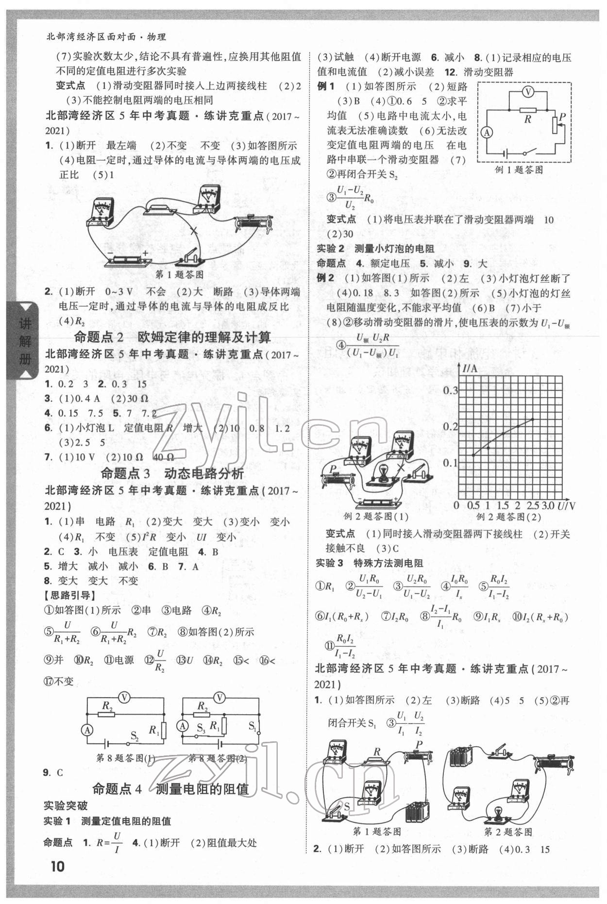 2022年北部灣經(jīng)濟(jì)區(qū)中考面對(duì)面物理 參考答案第9頁