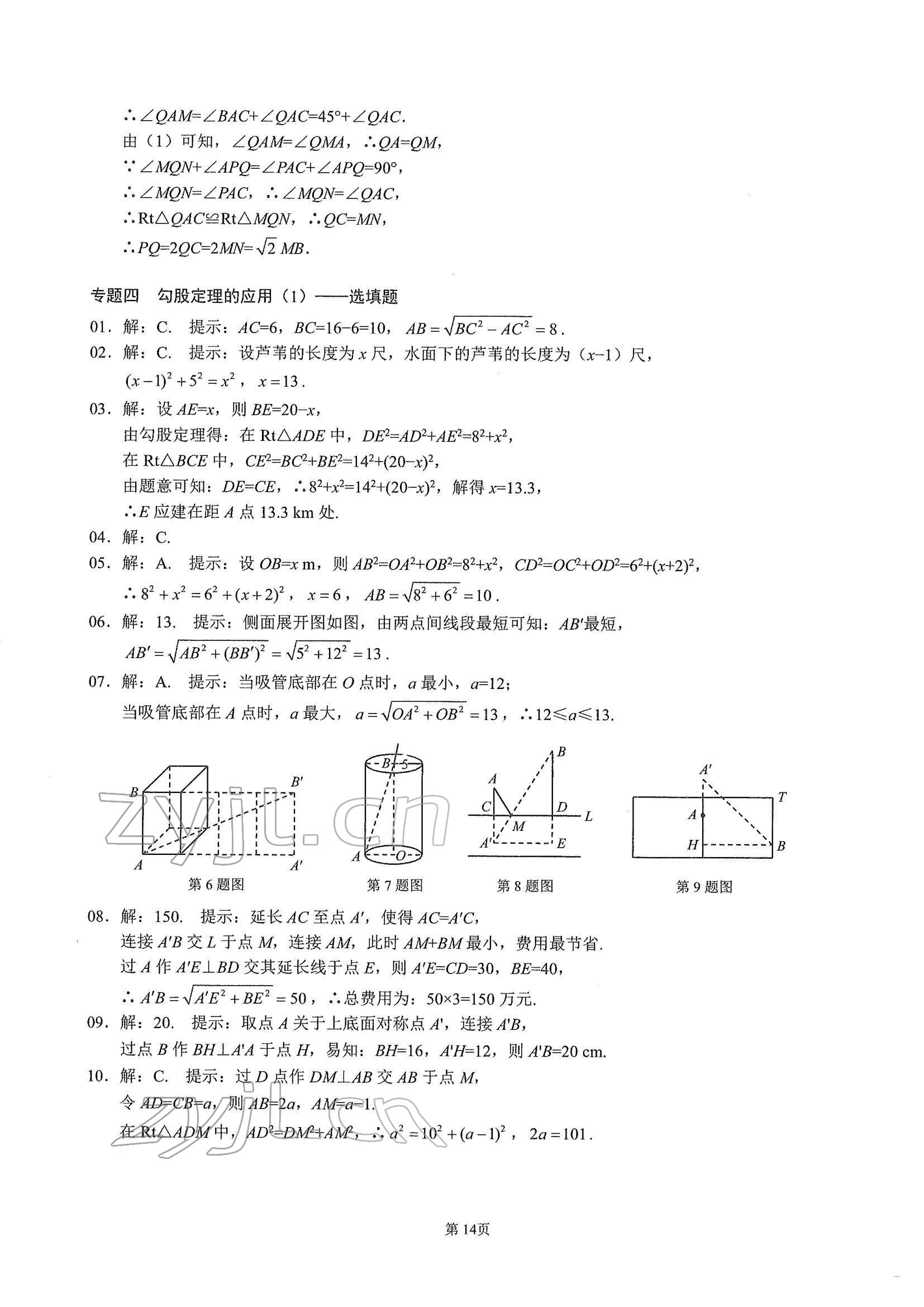 2022年名校学典核心考点武汉出版社八年级数学下册人教版 参考答案第14页