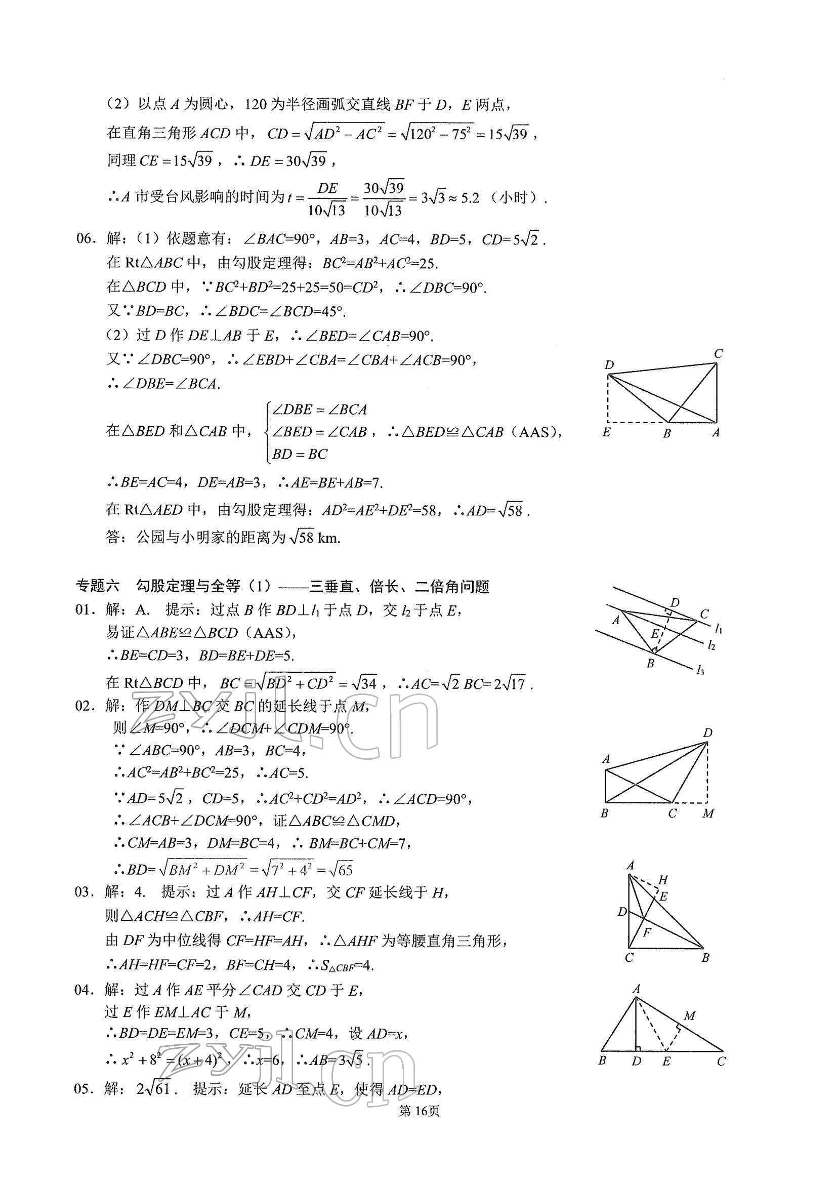 2022年名校學(xué)典核心考點(diǎn)武漢出版社八年級(jí)數(shù)學(xué)下冊(cè)人教版 參考答案第16頁(yè)