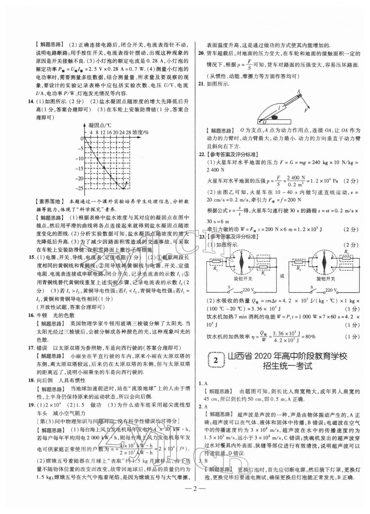 2022年山西中考試題精選及詳解物理 第2頁