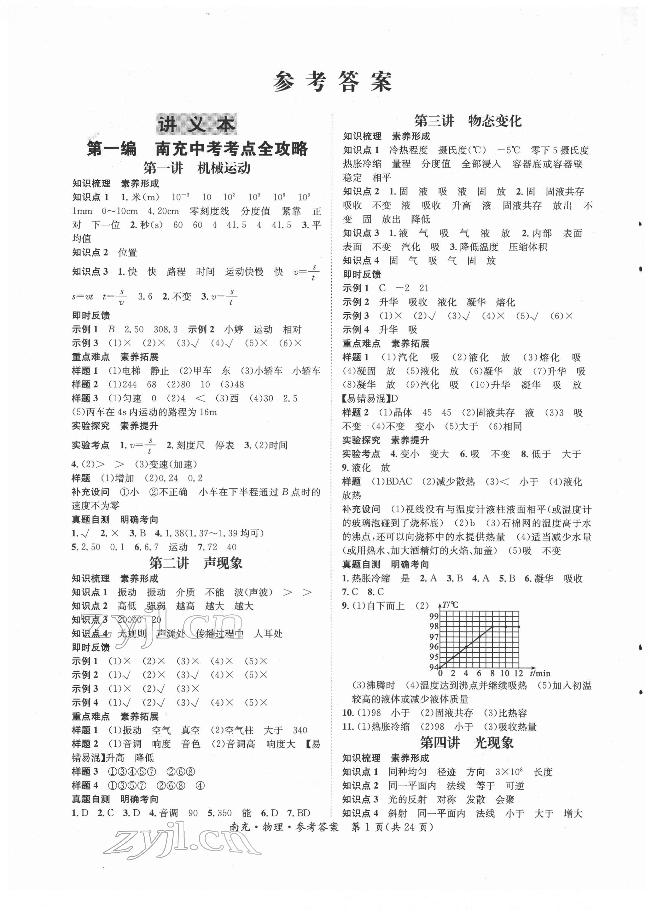 2022年国华图书中考拐点物理南充专版 第1页