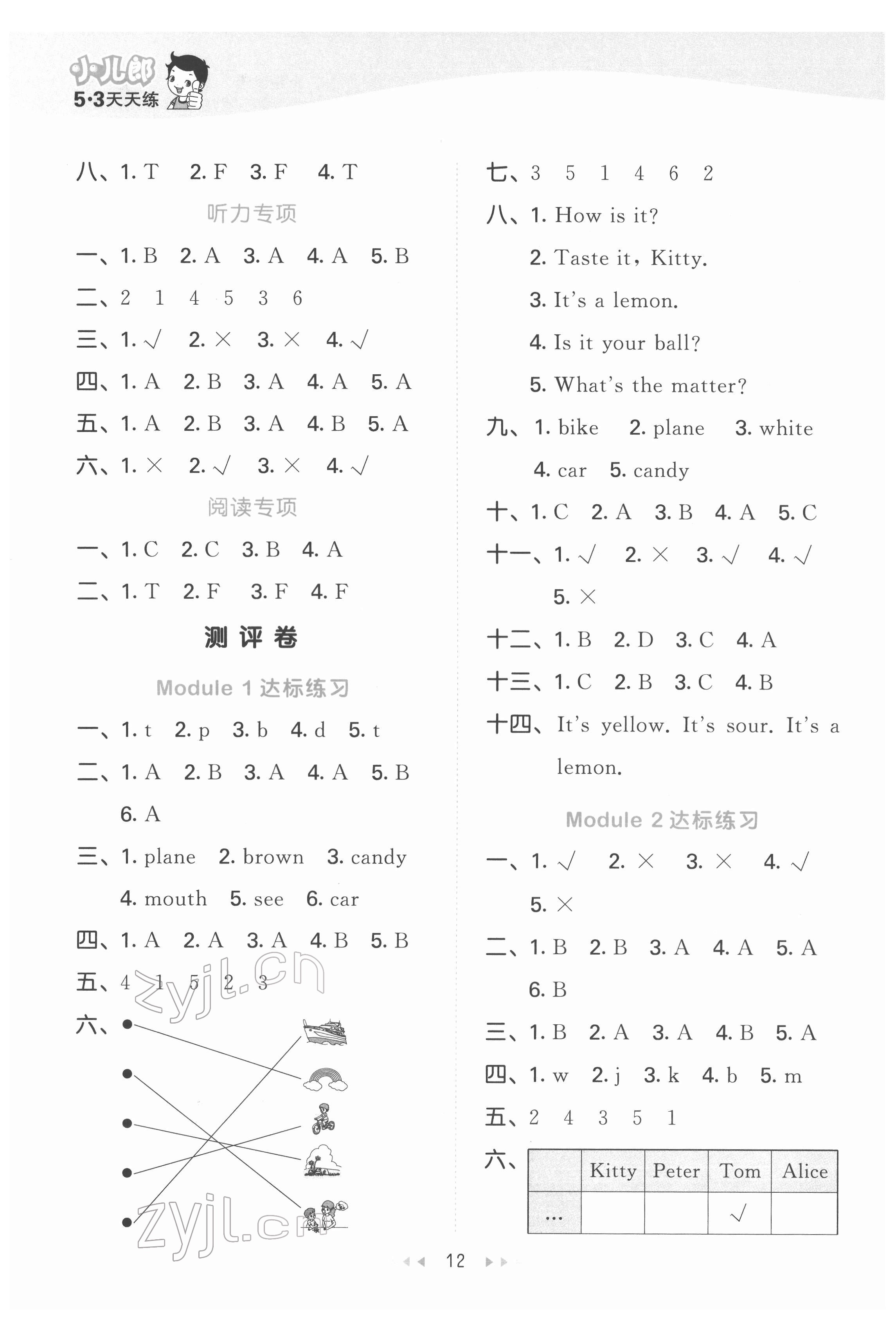 2022年53天天練三年級英語下冊滬教版 第12頁