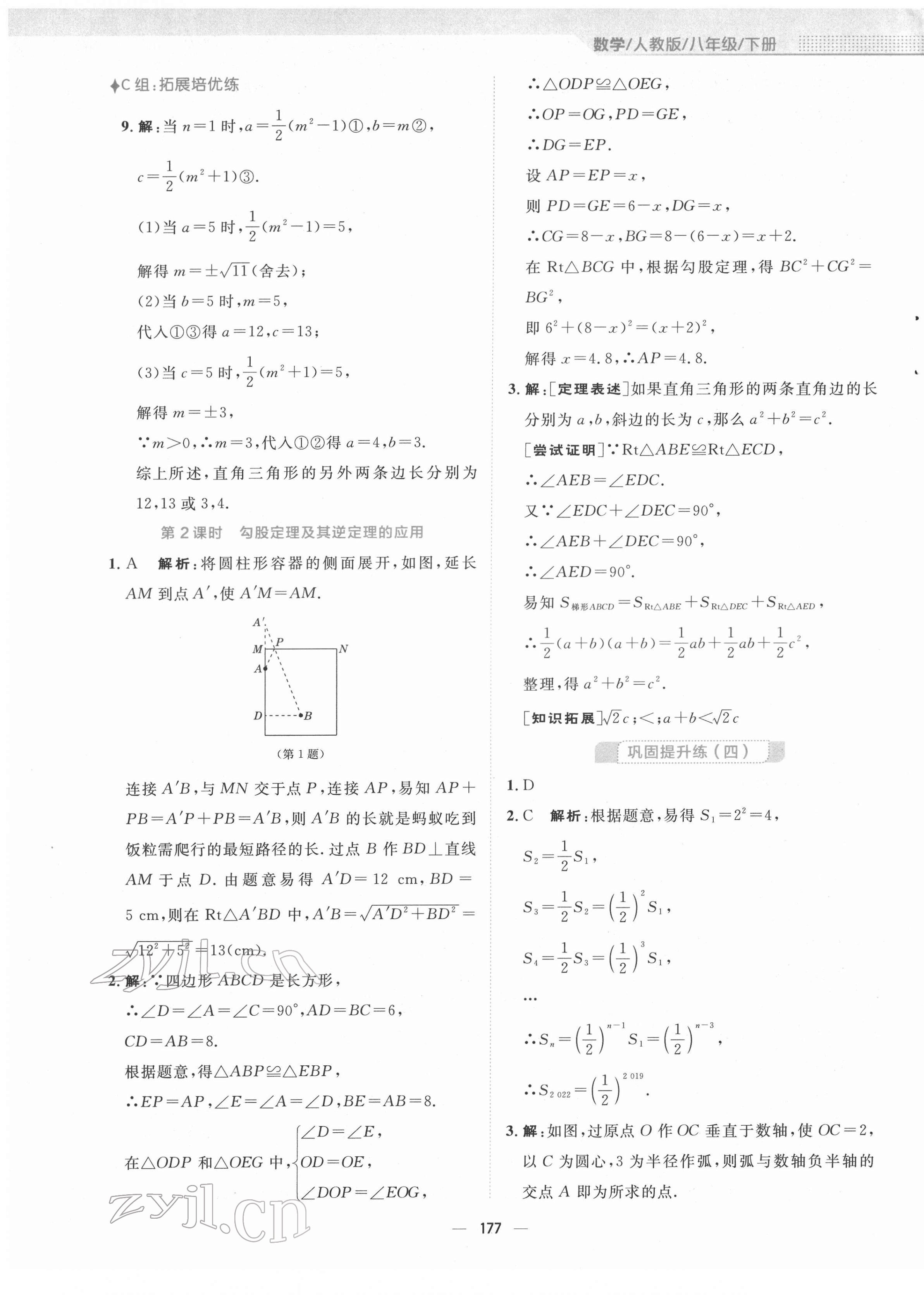 2022年新编基础训练八年级数学下册人教版 参考答案第13页