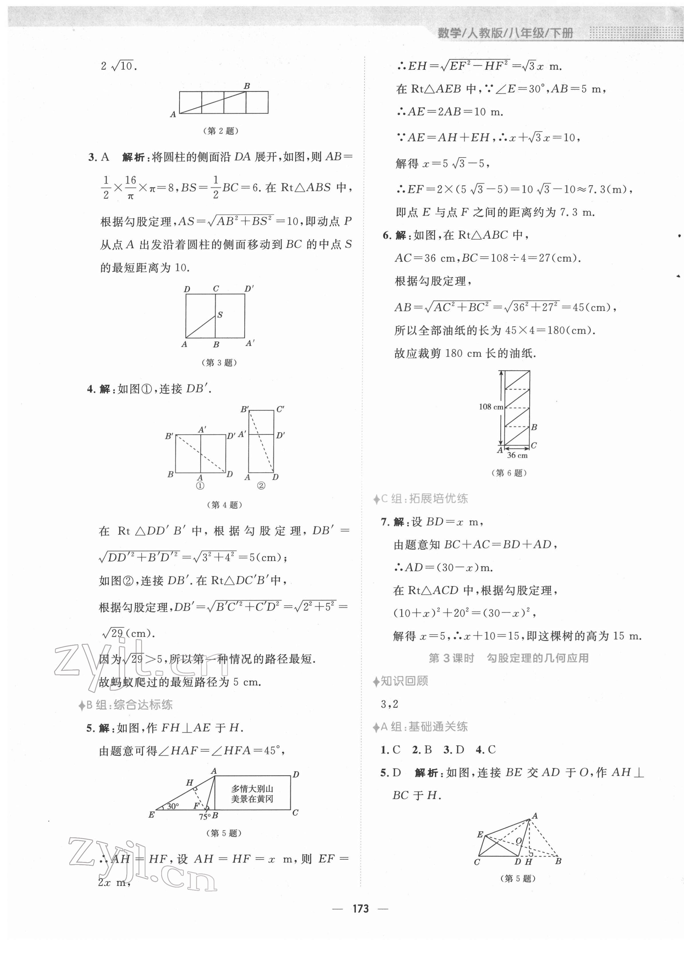 2022年新編基礎(chǔ)訓(xùn)練八年級數(shù)學(xué)下冊人教版 參考答案第9頁