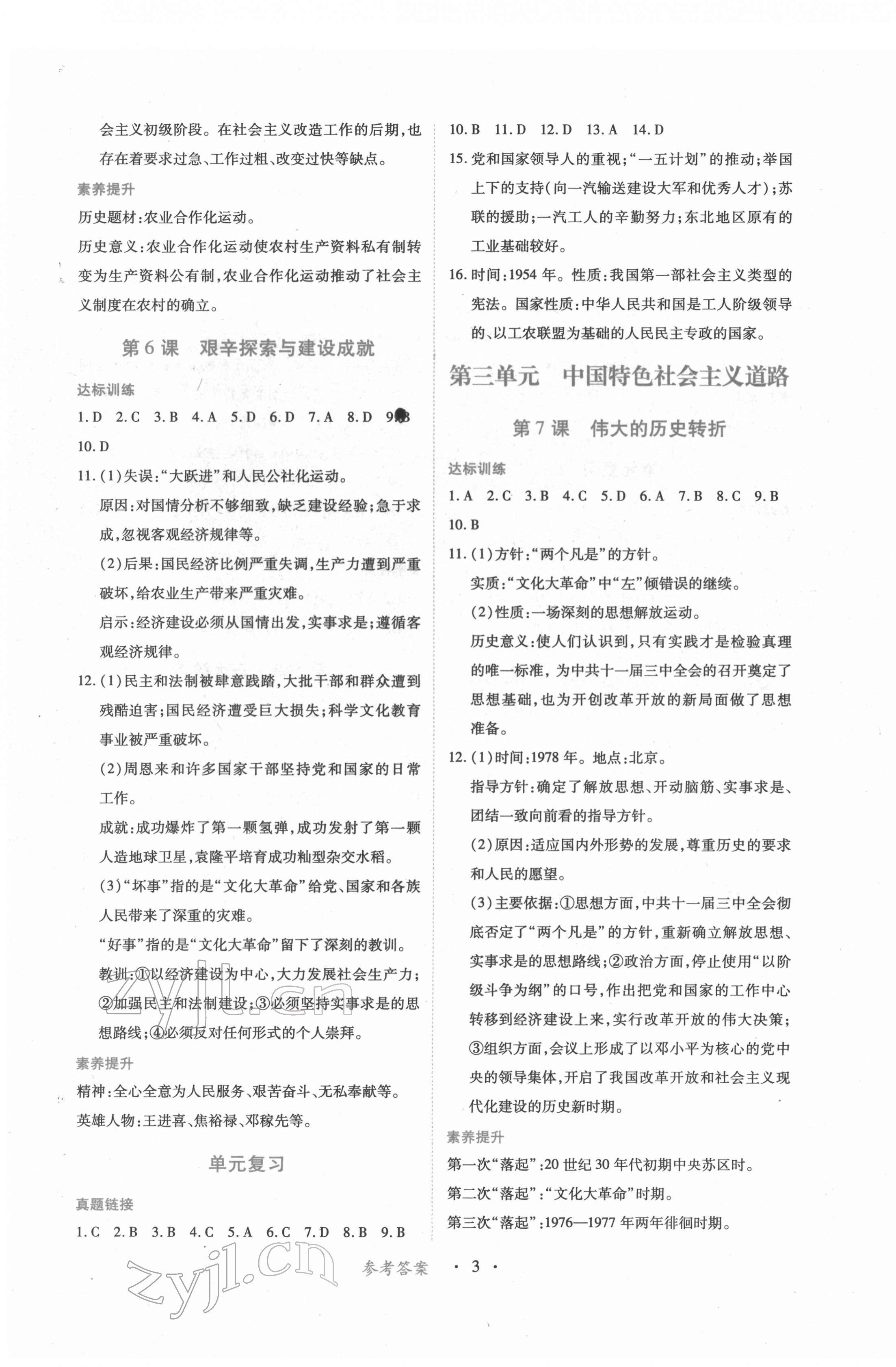 2022年一课一练创新练习八年级历史下册人教版 第3页