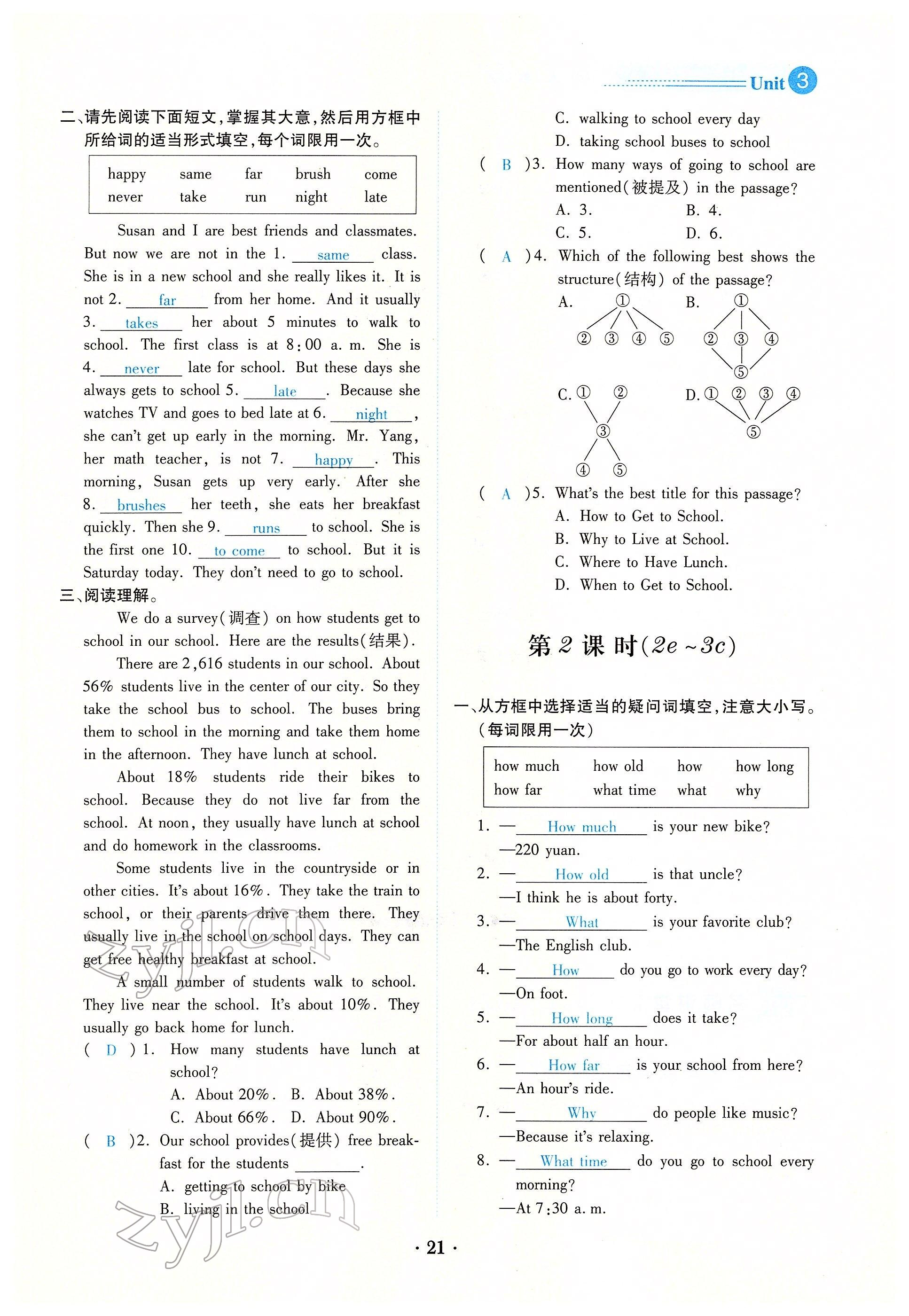 2022年一課一練創(chuàng)新練習七年級英語下冊人教版 第21頁