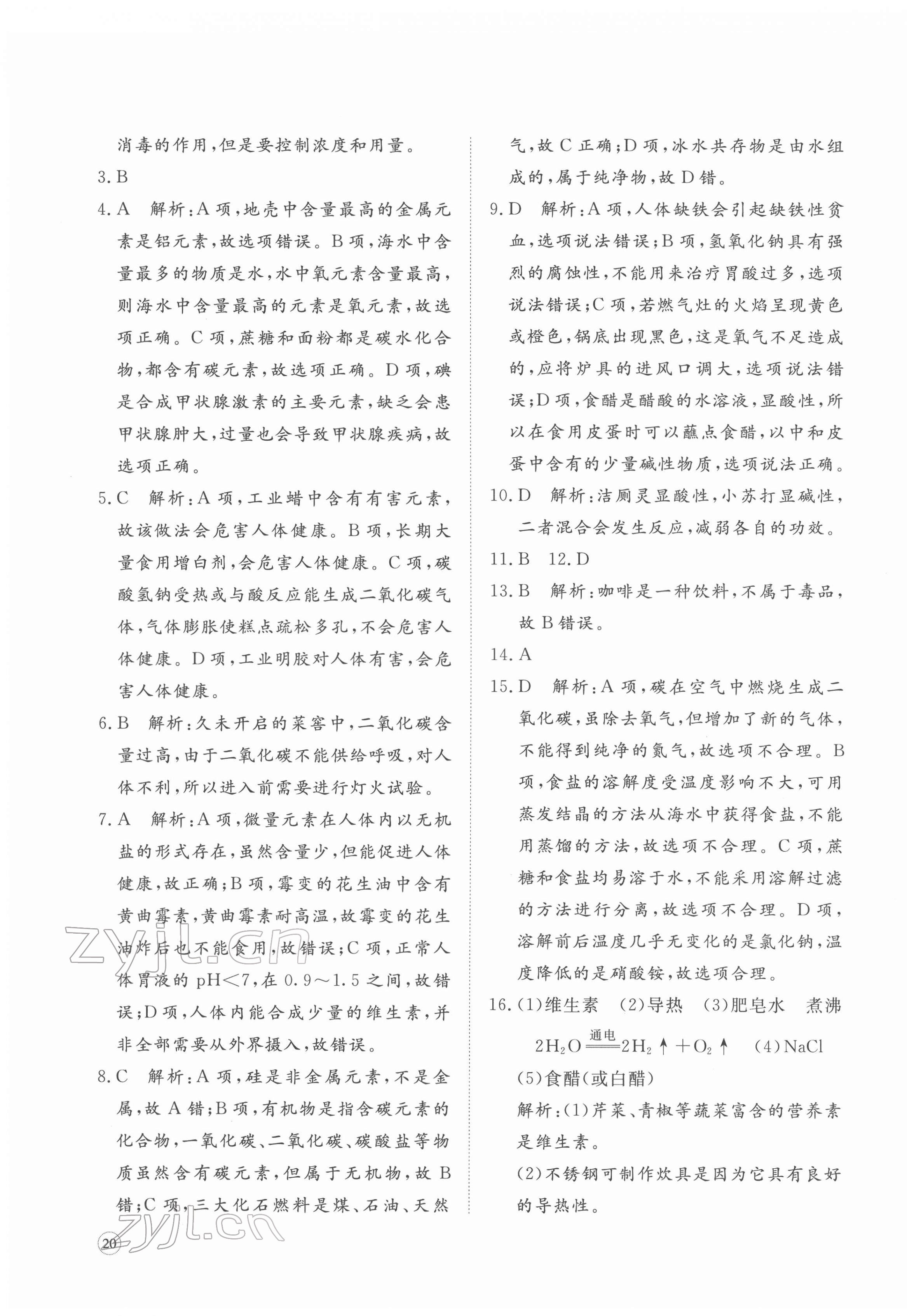 2022年精练课堂分层作业九年级化学下册人教版 第11页