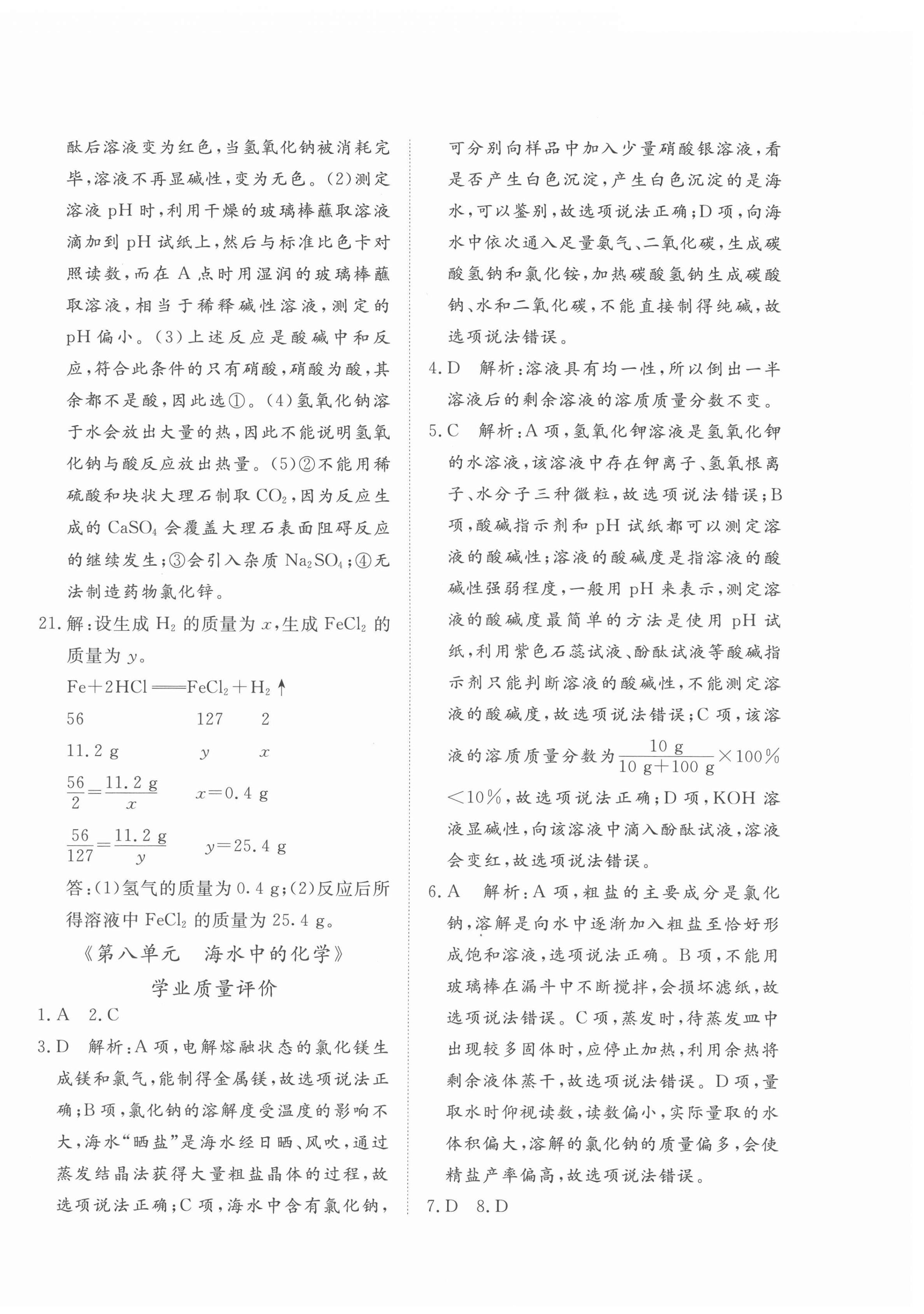 2022年精练课堂分层作业九年级化学下册人教版 第4页