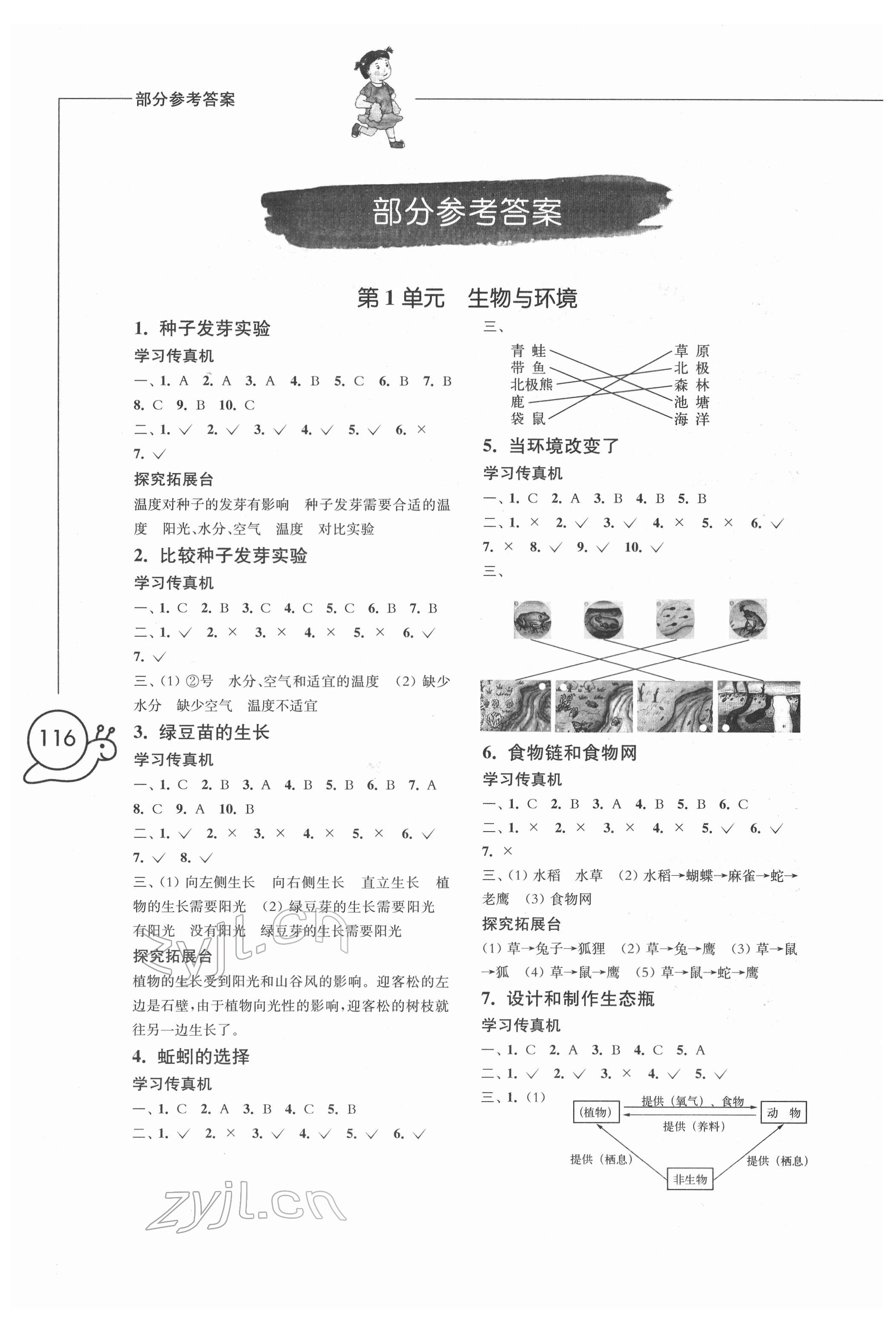 2022年小學(xué)科學(xué)習(xí)作五年級(jí)下冊(cè)增強(qiáng)版 參考答案第1頁(yè)