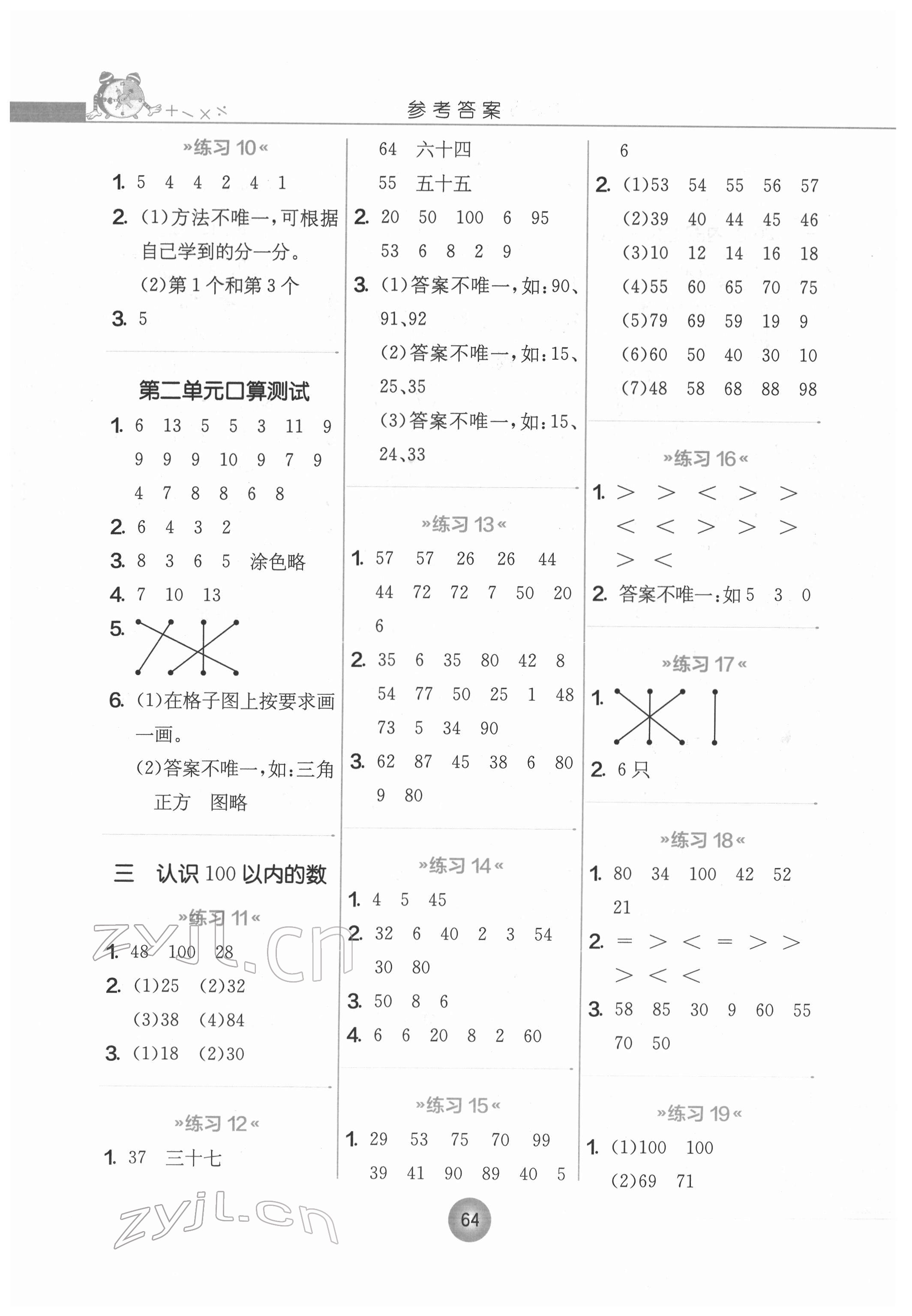 2022年小學(xué)數(shù)學(xué)口算心算速算一年級(jí)下冊(cè)蘇教版 第2頁