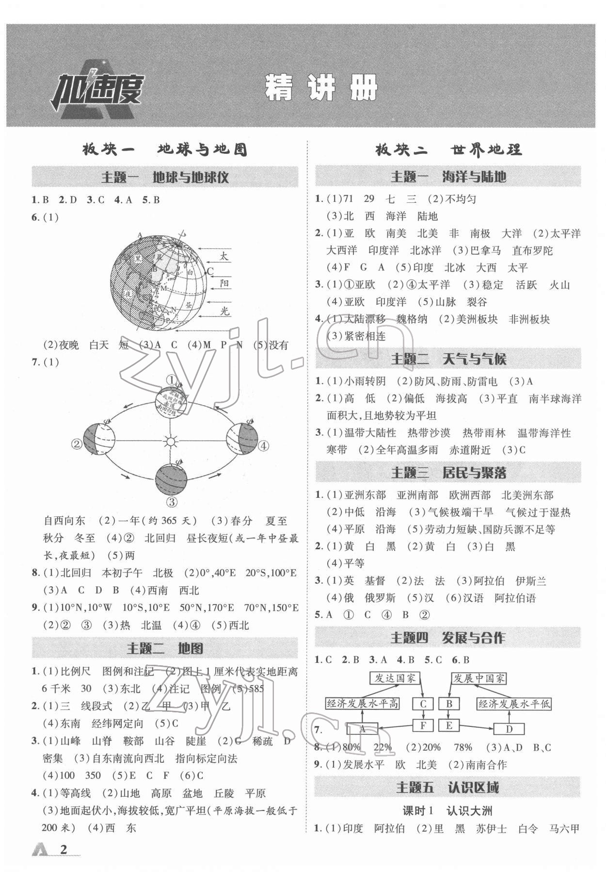 2022年卓文書業(yè)加速度地理陜西中考 參考答案第1頁