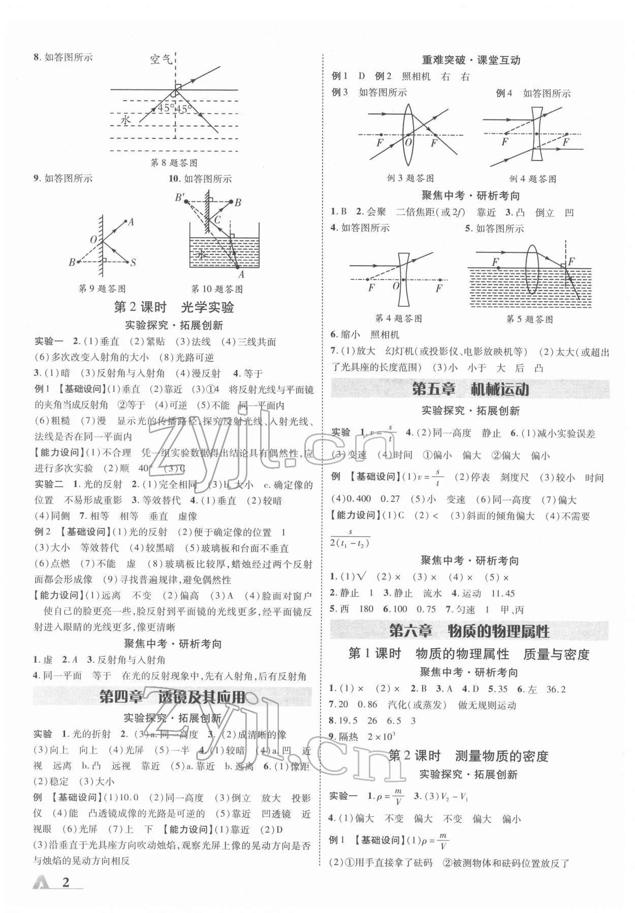 2022年卓文书业加速度物理人教版陕西专版 参考答案第2页