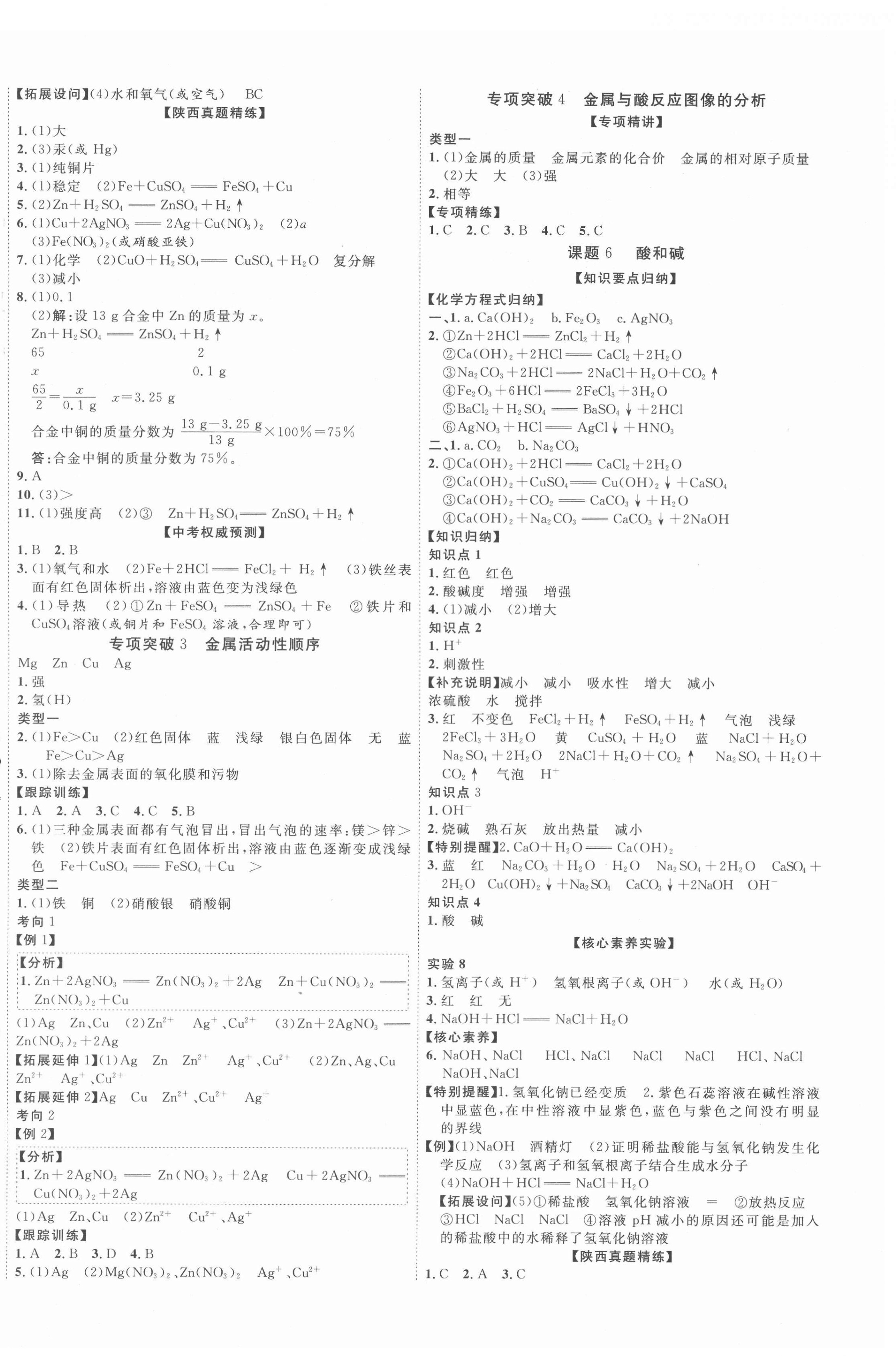 2022年中考新突破化學人教版陜西專版 第4頁